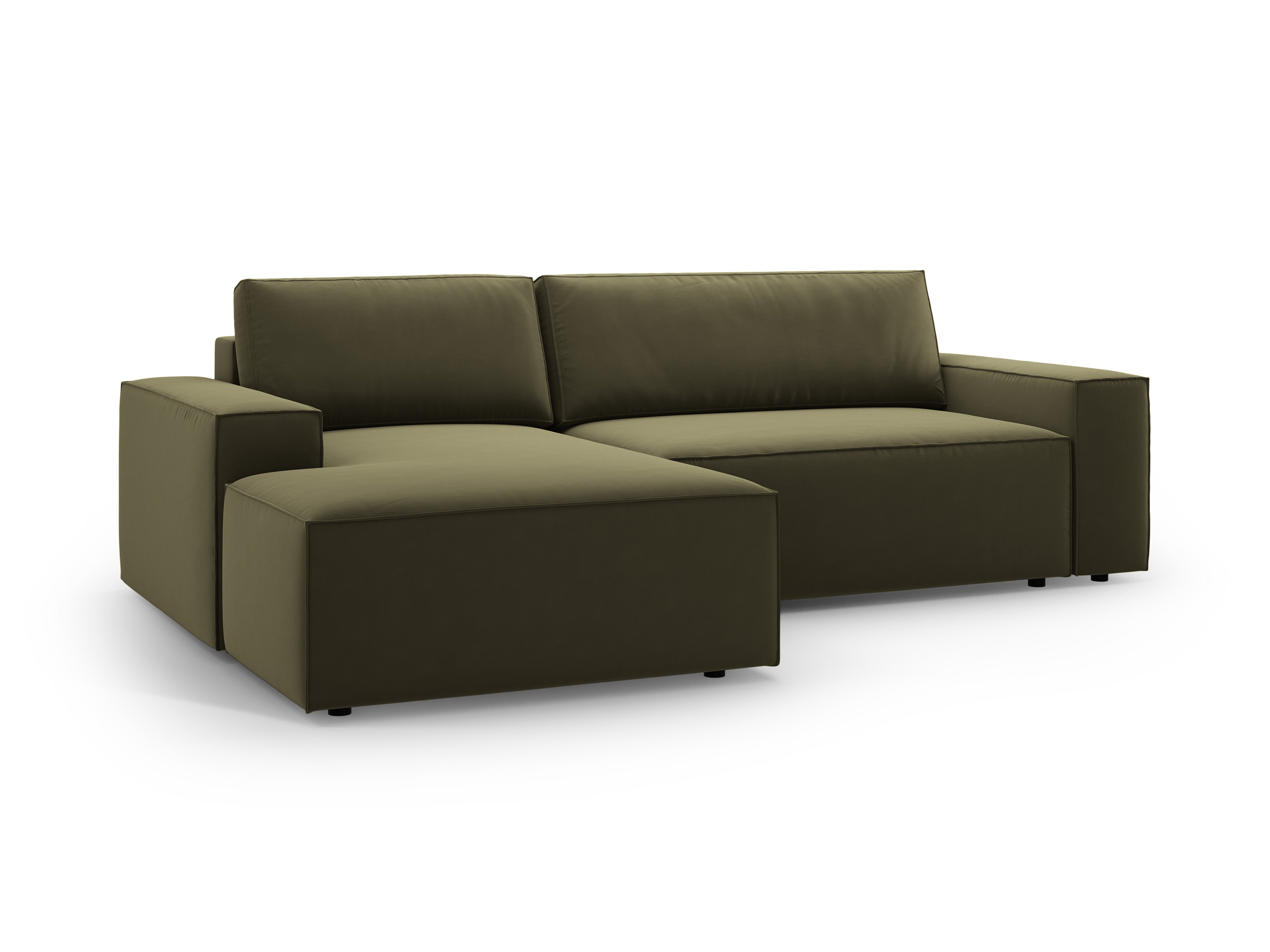 Samt-Ecksofa links mit Schlaffunktion JODIE grün
