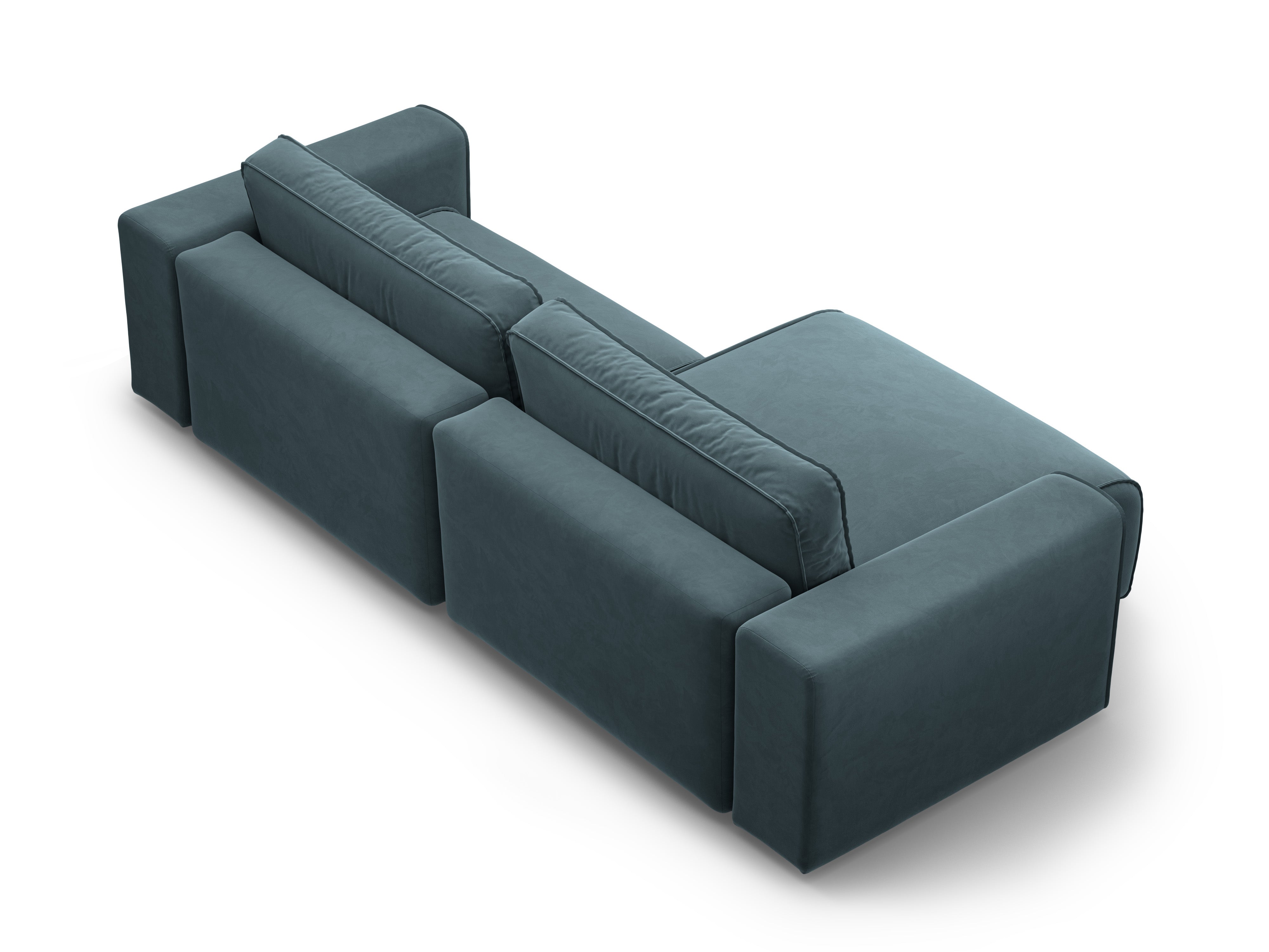 Left-facing velvet corner sofa for 3 people with sleeping function VICTOR blue