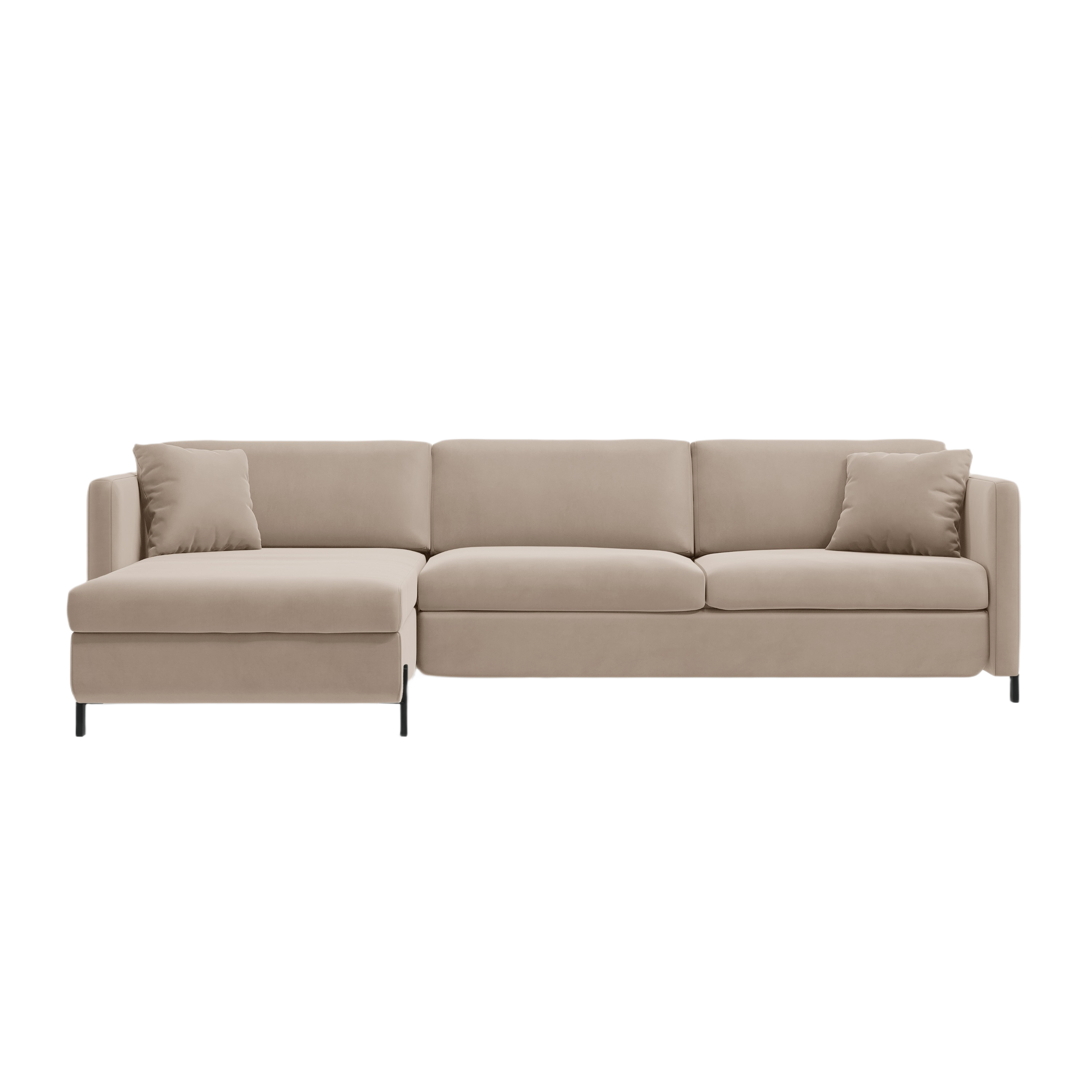 Samt linke Ecksofa mit Bettfunktion, "Gloria", 4 Sitze, Beige, 260x170x80
In Europa gemacht