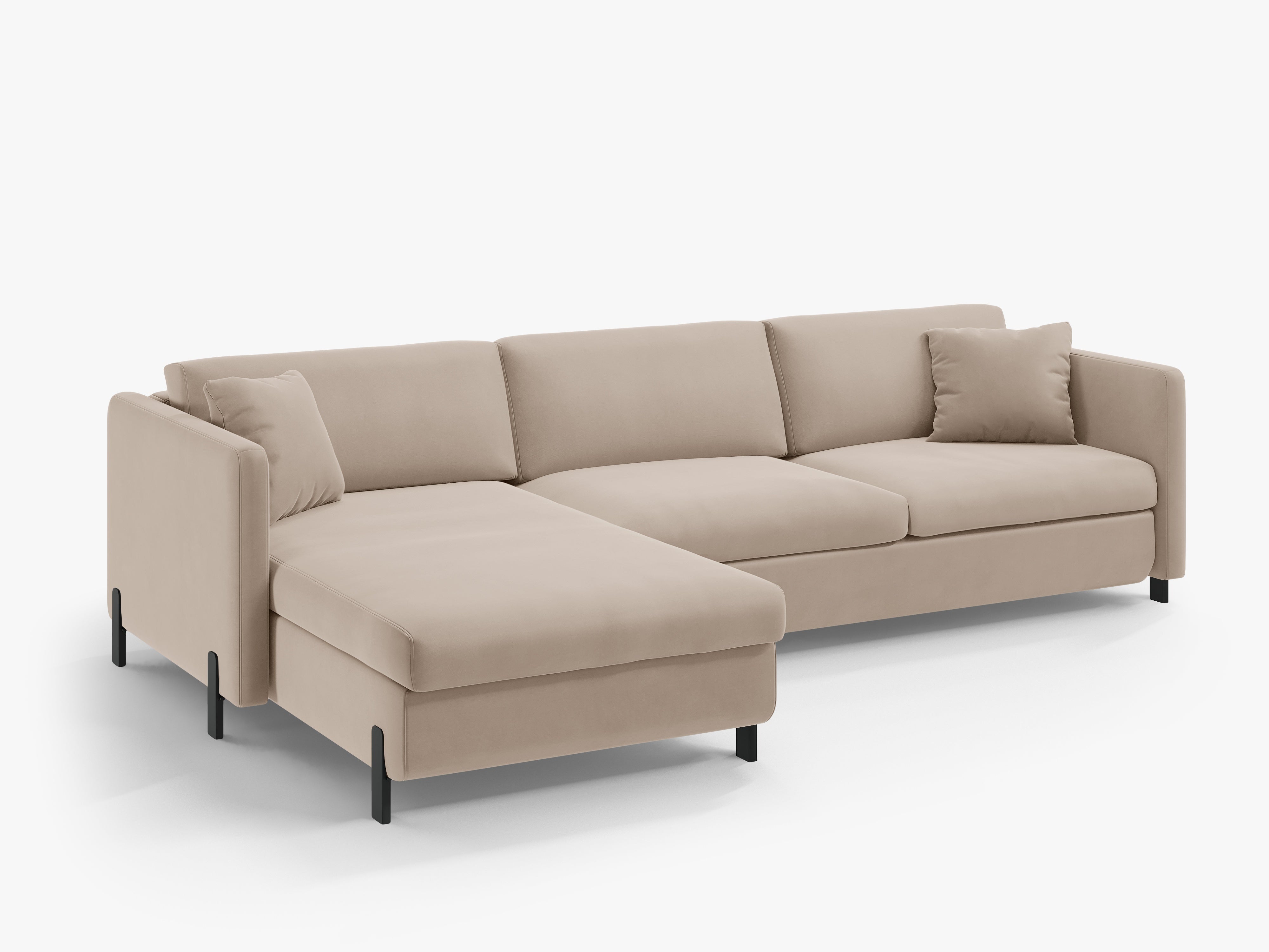 Samt linke Ecksofa mit Bettfunktion, "Gloria", 4 Sitze, Beige, 260x170x80
In Europa gemacht