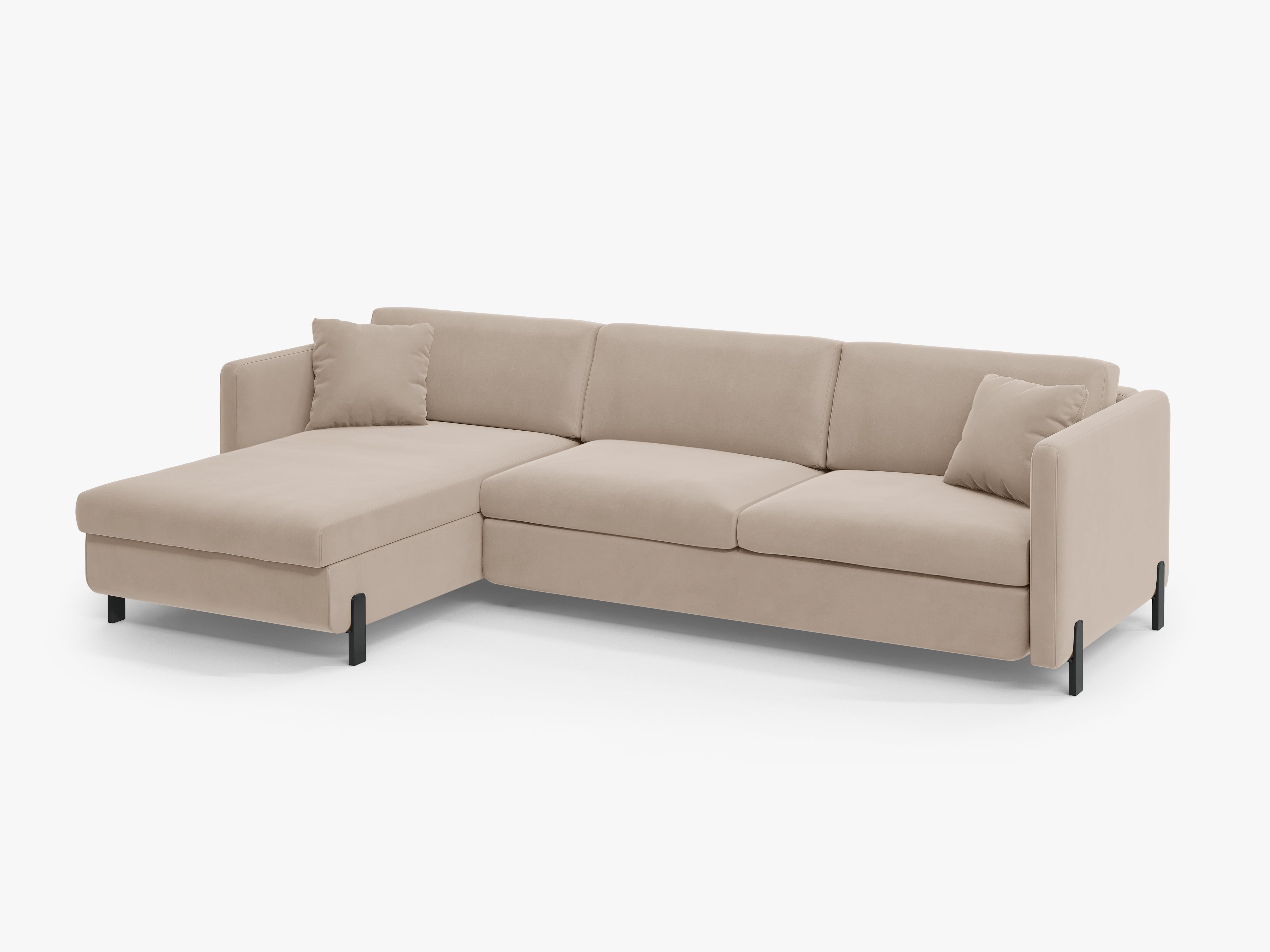 Samt linke Ecksofa mit Bettfunktion, "Gloria", 4 Sitze, Beige, 260x170x80
In Europa gemacht