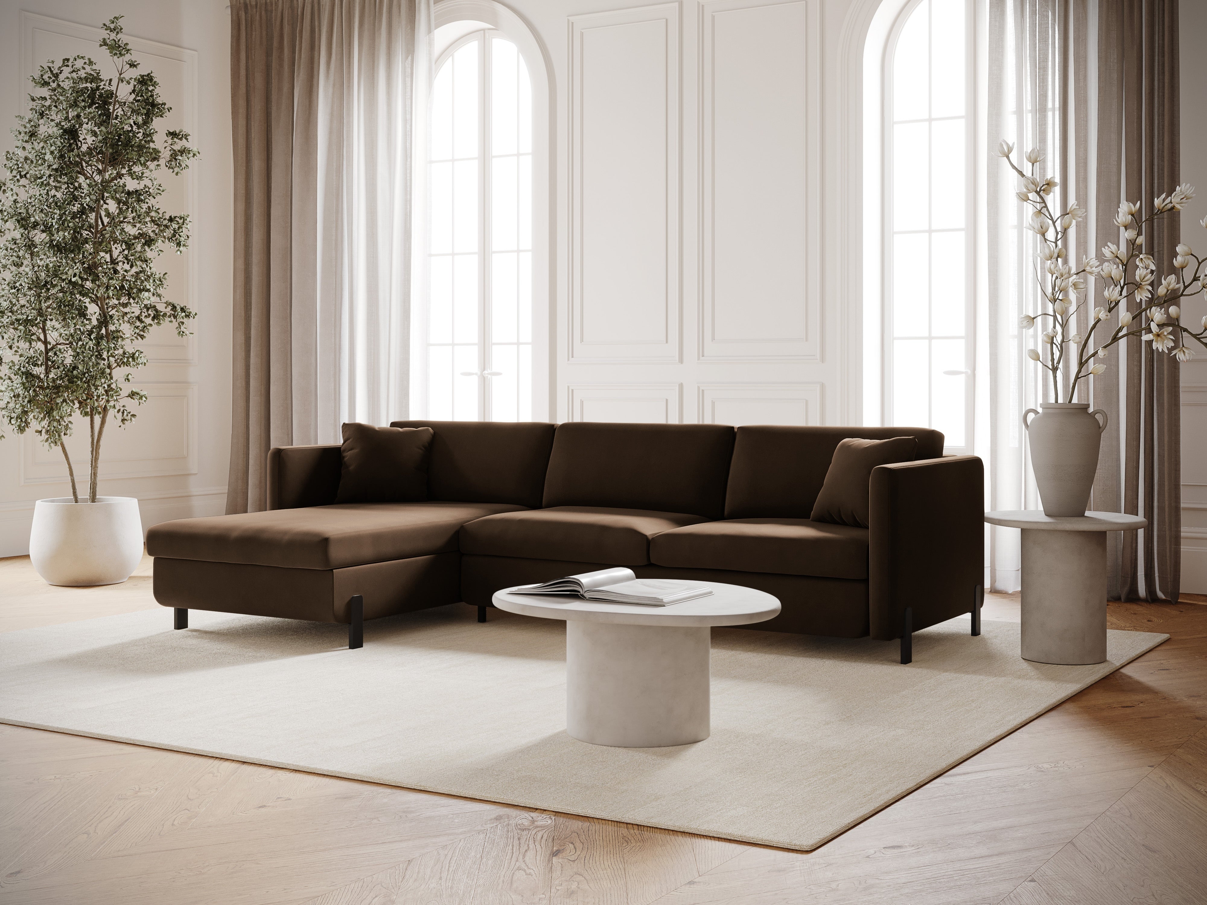 Velvet Linksecke Sofa mit Bettfunktion, "Gloria", 4 Sitze, Schokolade, 260x170x80
In Europa gemacht