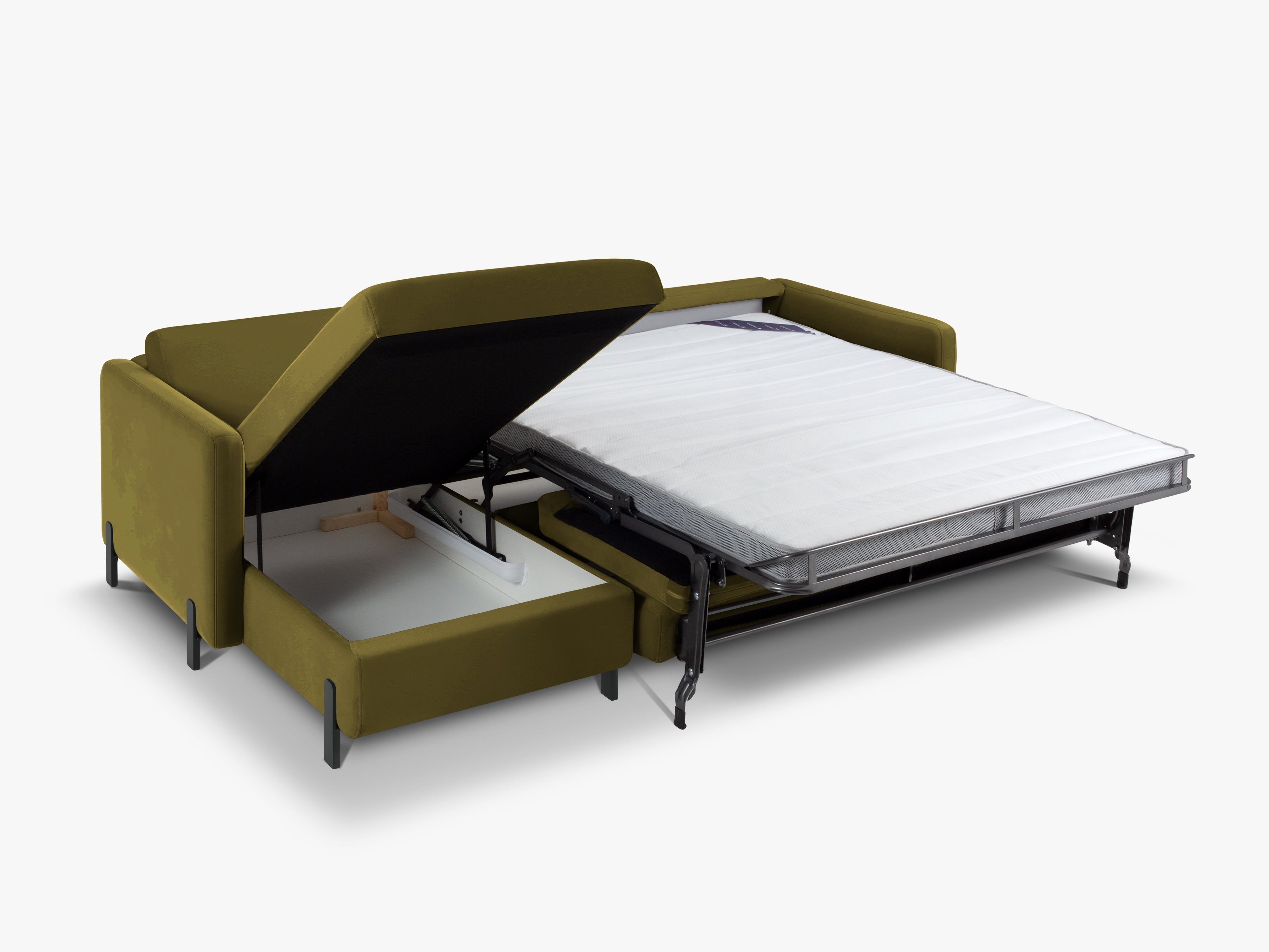 Velvet Linksecke Sofa mit Bettfunktion, "Gloria", 4 Sitze, Grün, 260x170x80
In Europa gemacht