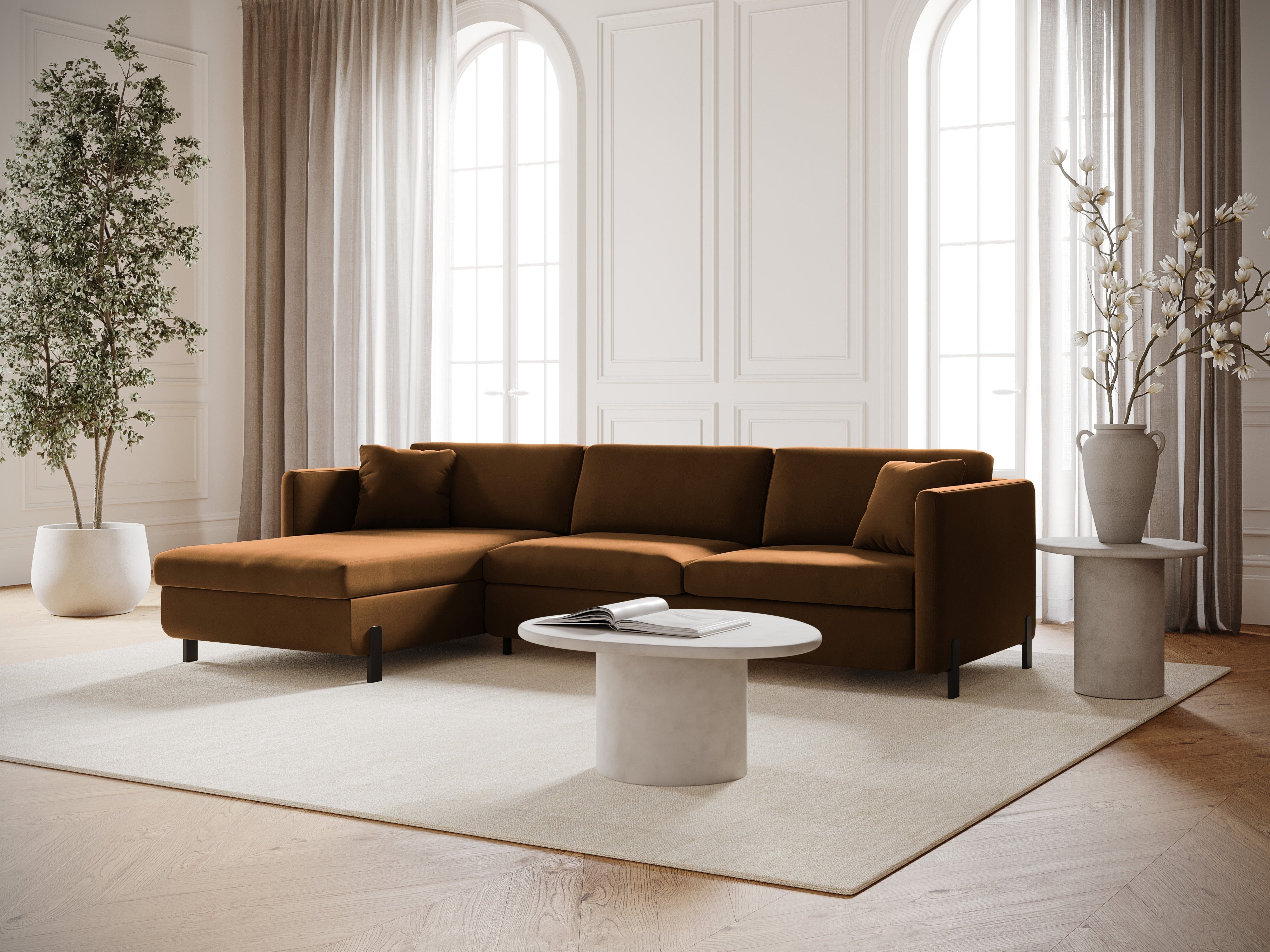 Velvet Linksecke Sofa mit Bettfunktion, "Gloria", 4 Sitze, braun, 260x170x80
In Europa gemacht