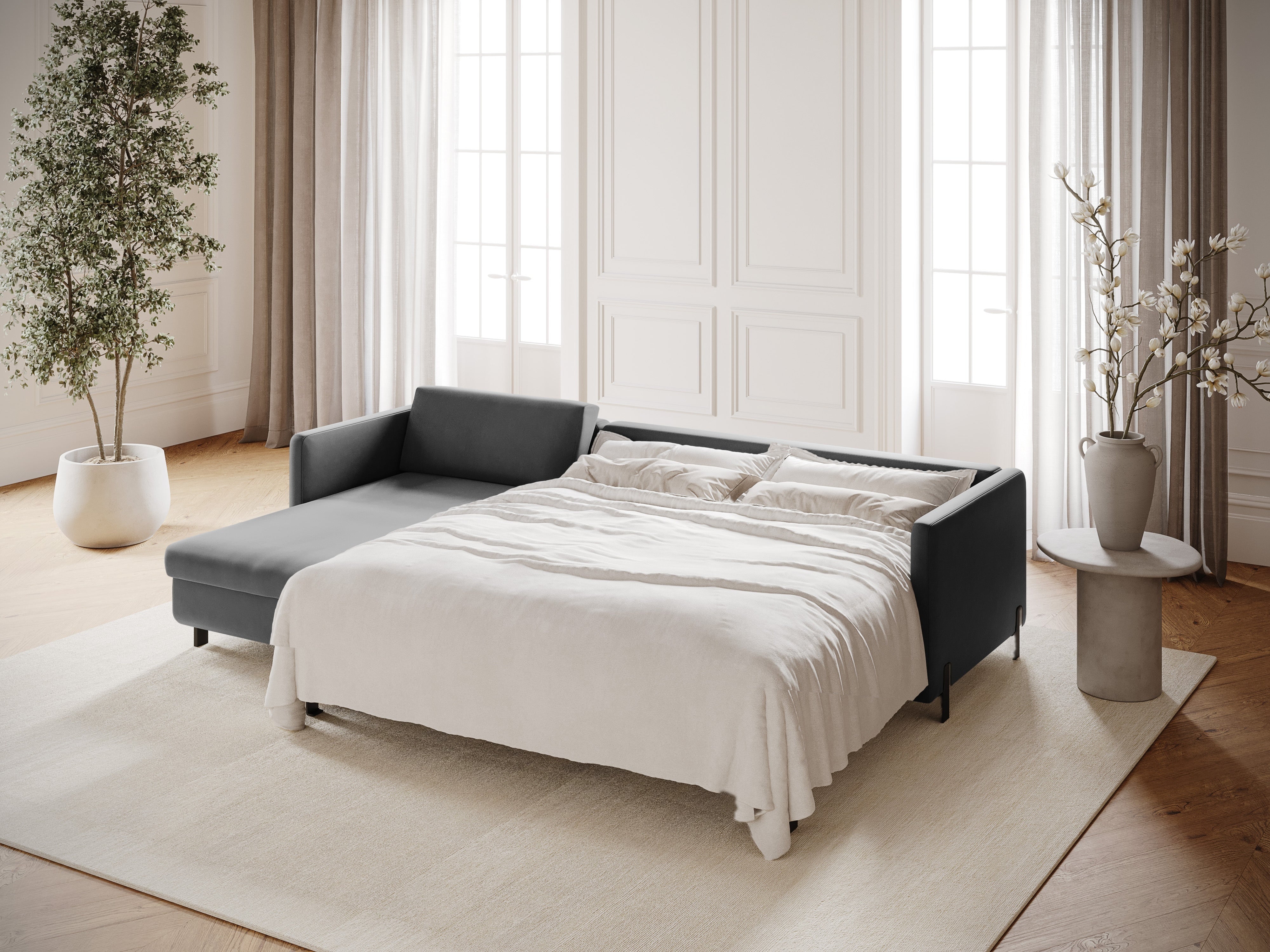 Velvet Linksecke Sofa mit Bettfunktion, "Gloria", 4 Sitze, Grau, 260x170x80
In Europa gemacht