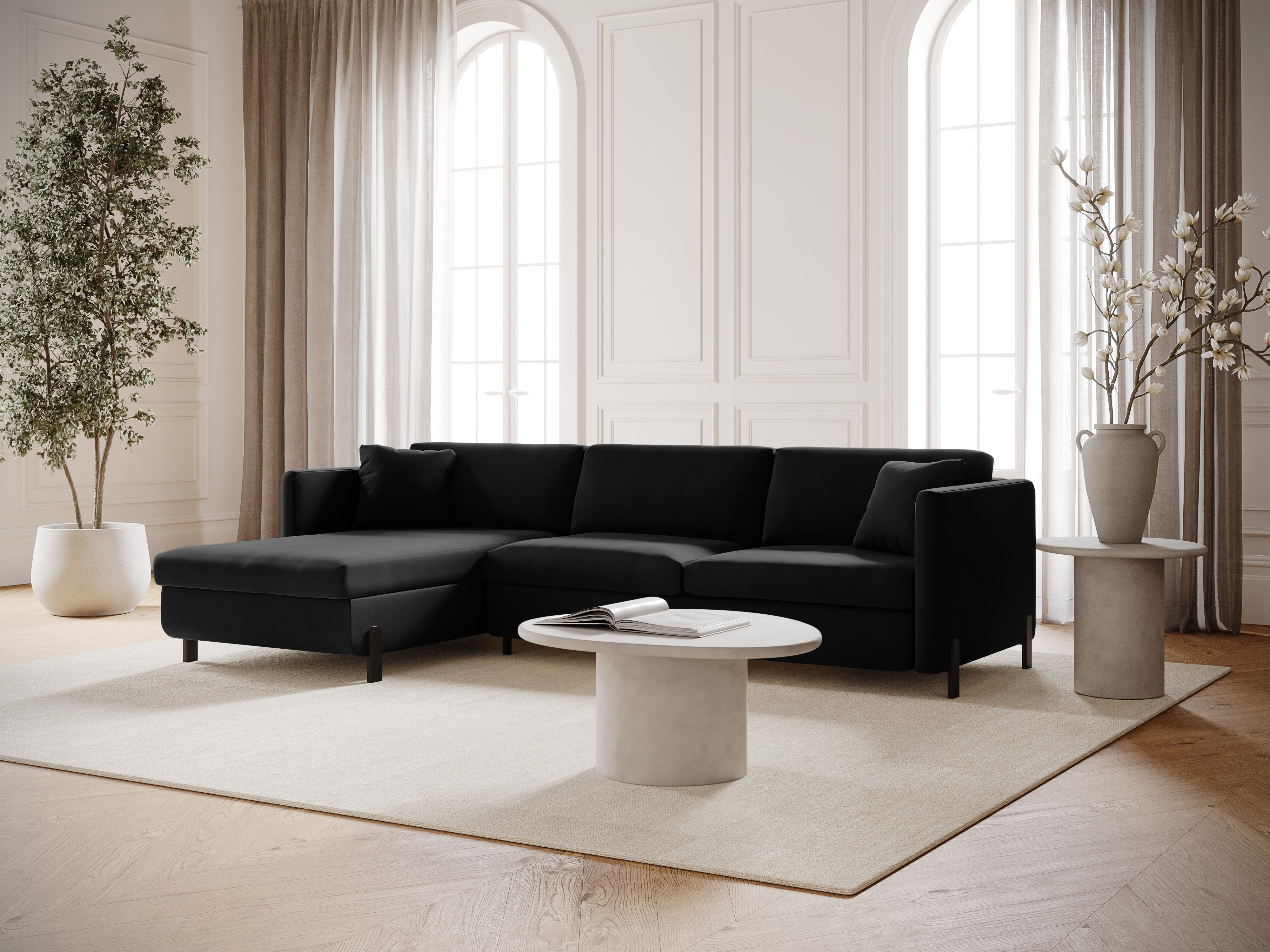 Velvet Linksecke Sofa mit Bettfunktion, "Gloria", 4 Sitze, schwarz, 260x170x80
In Europa gemacht