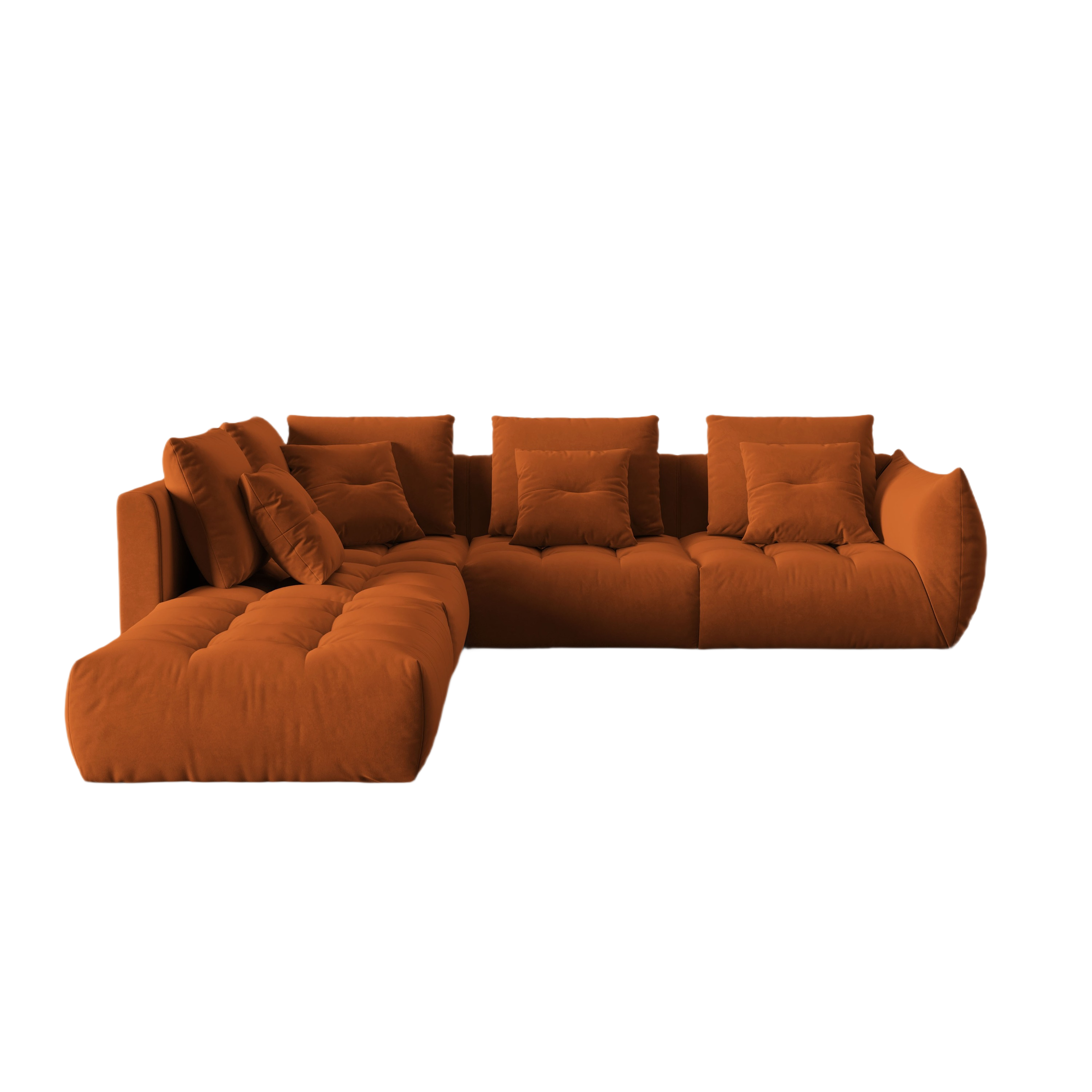Narożnik aksamitny modułowy 4-osobowy lewostronny BLOOM terracotta