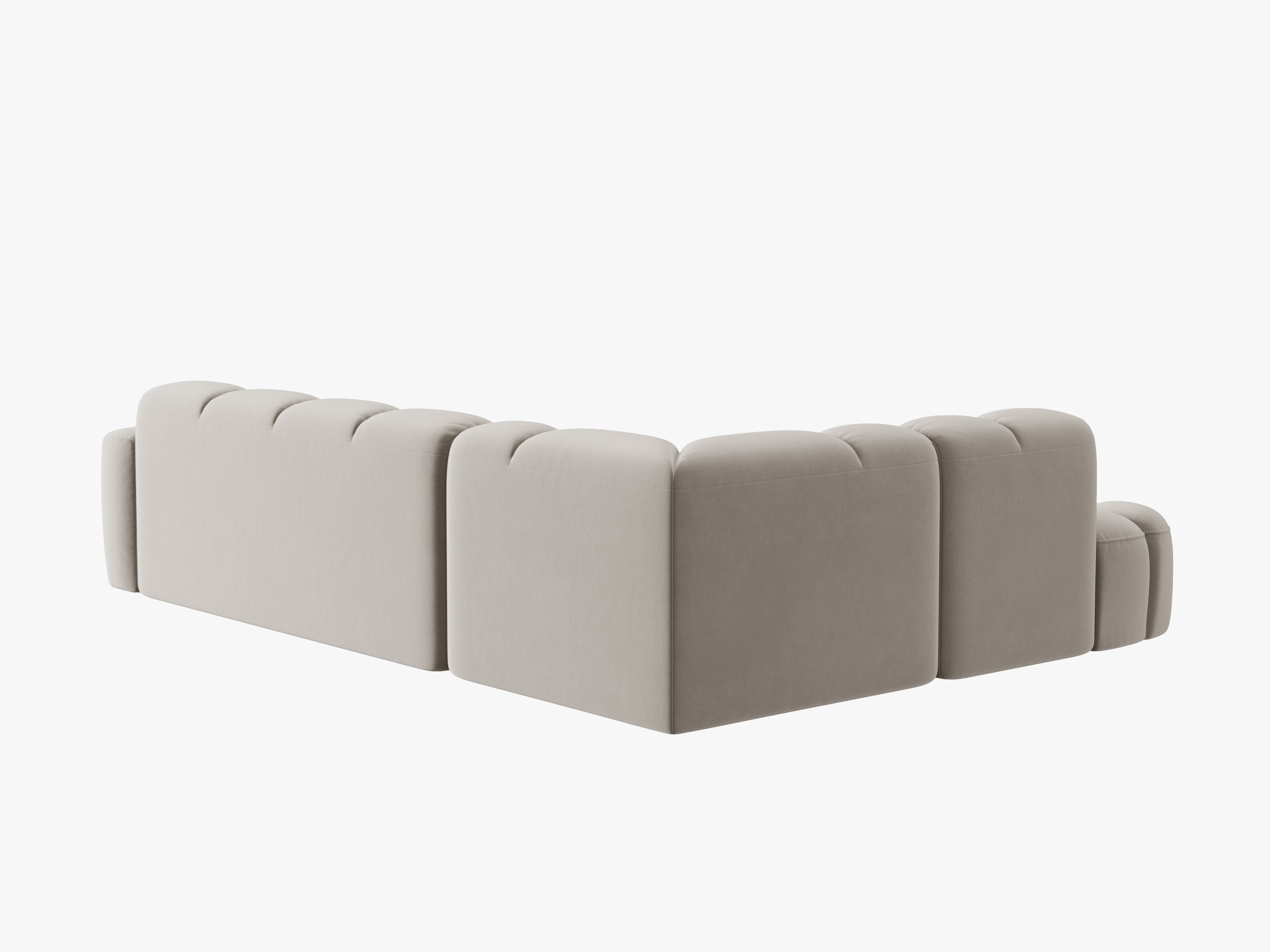 Sofa narożna aksamitna lewostronna LISA jasnobeżowy