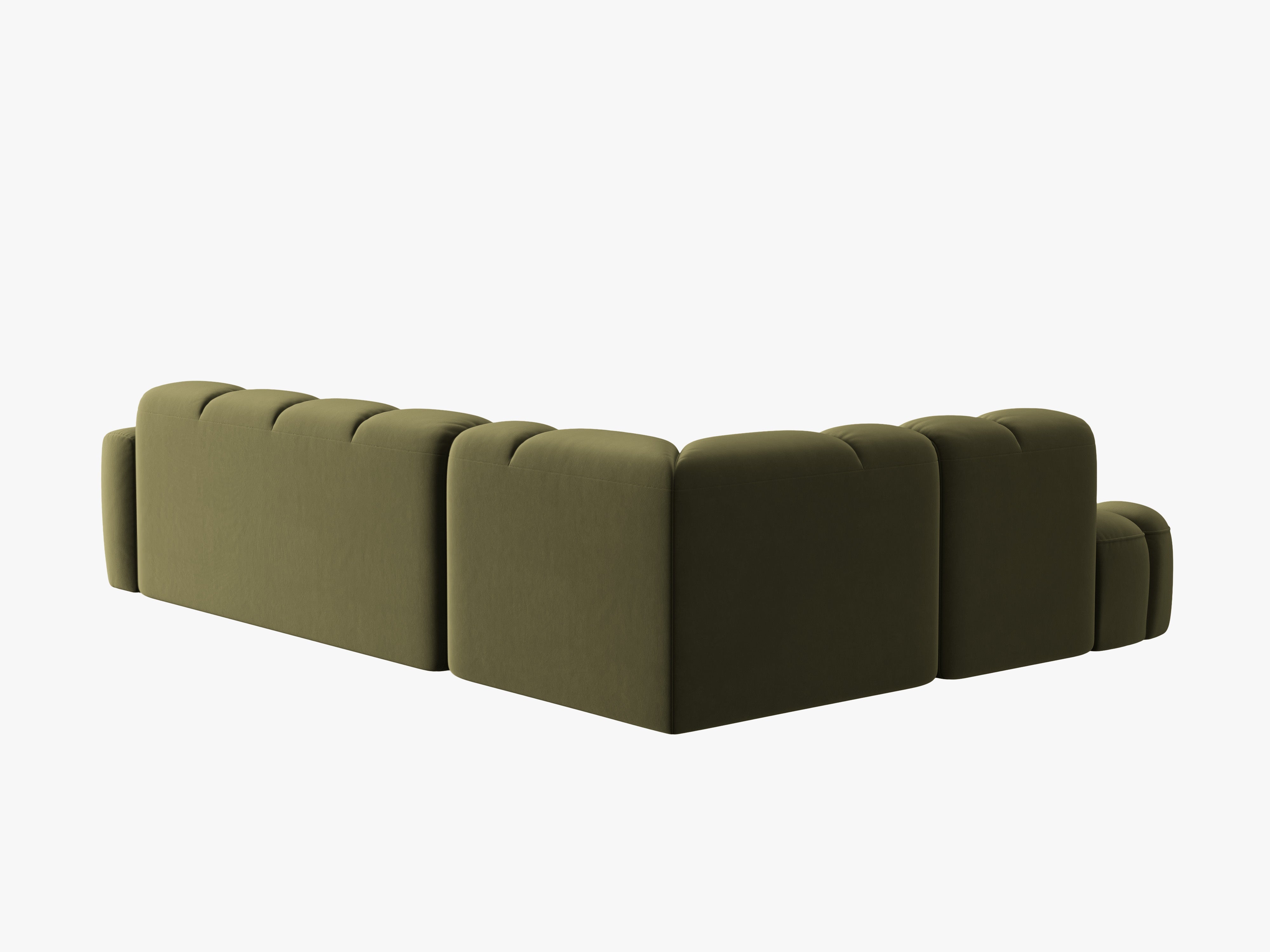 Sofa narożna aksamitna lewostronna LISA zielony