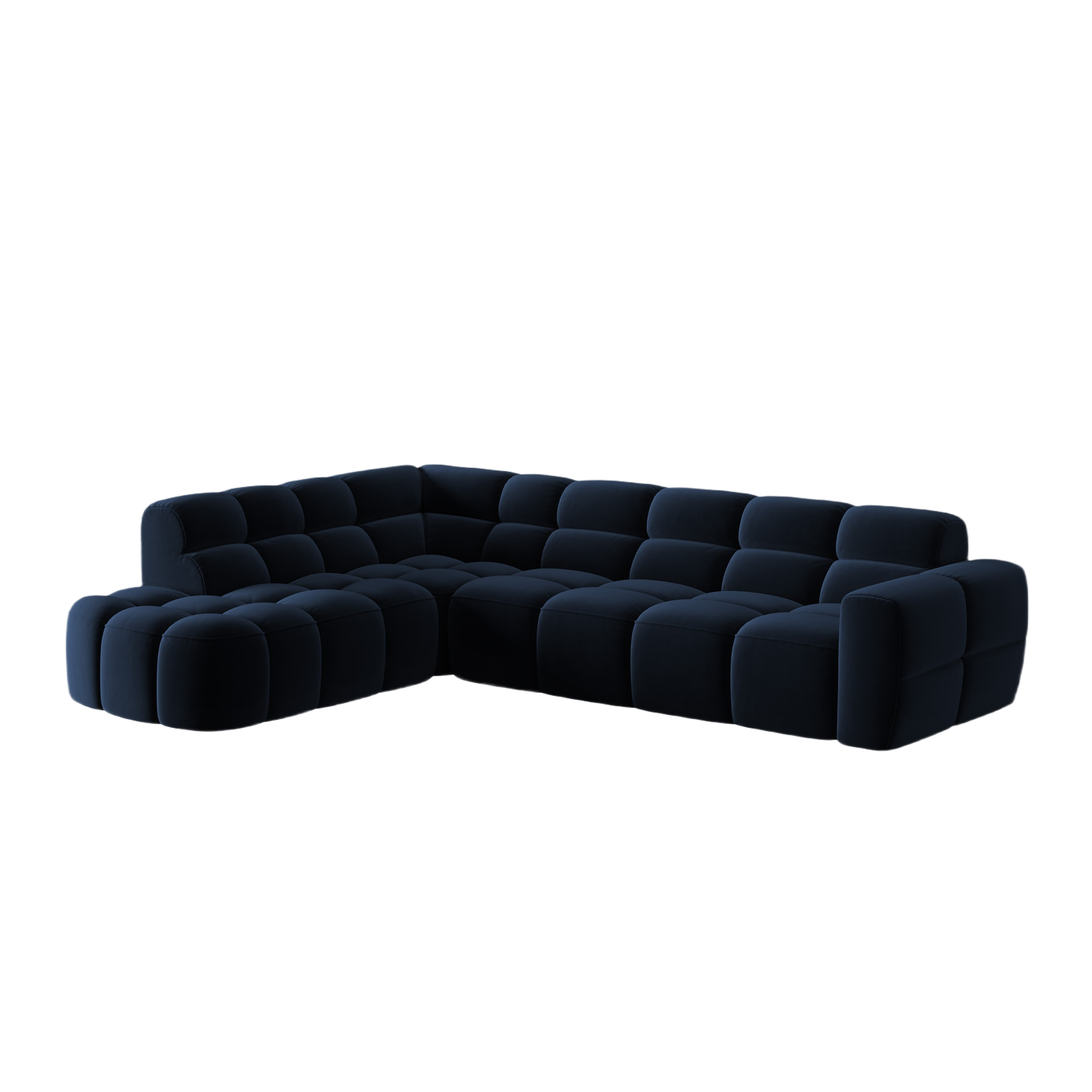 Sofa narożna aksamitna lewostronna LISA granat królewski