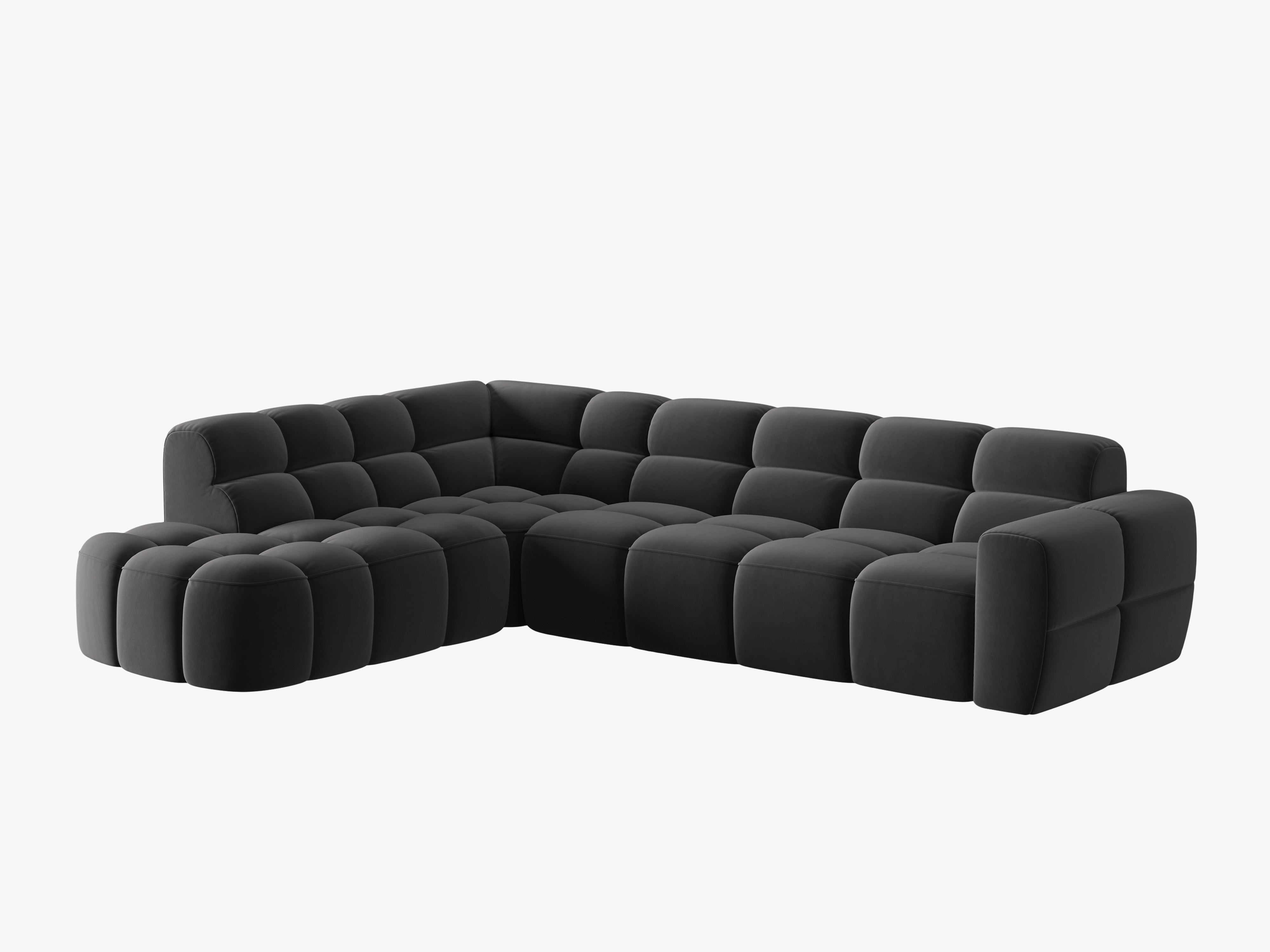Sofa narożna aksamitna lewostronna LISA ciemnoszary