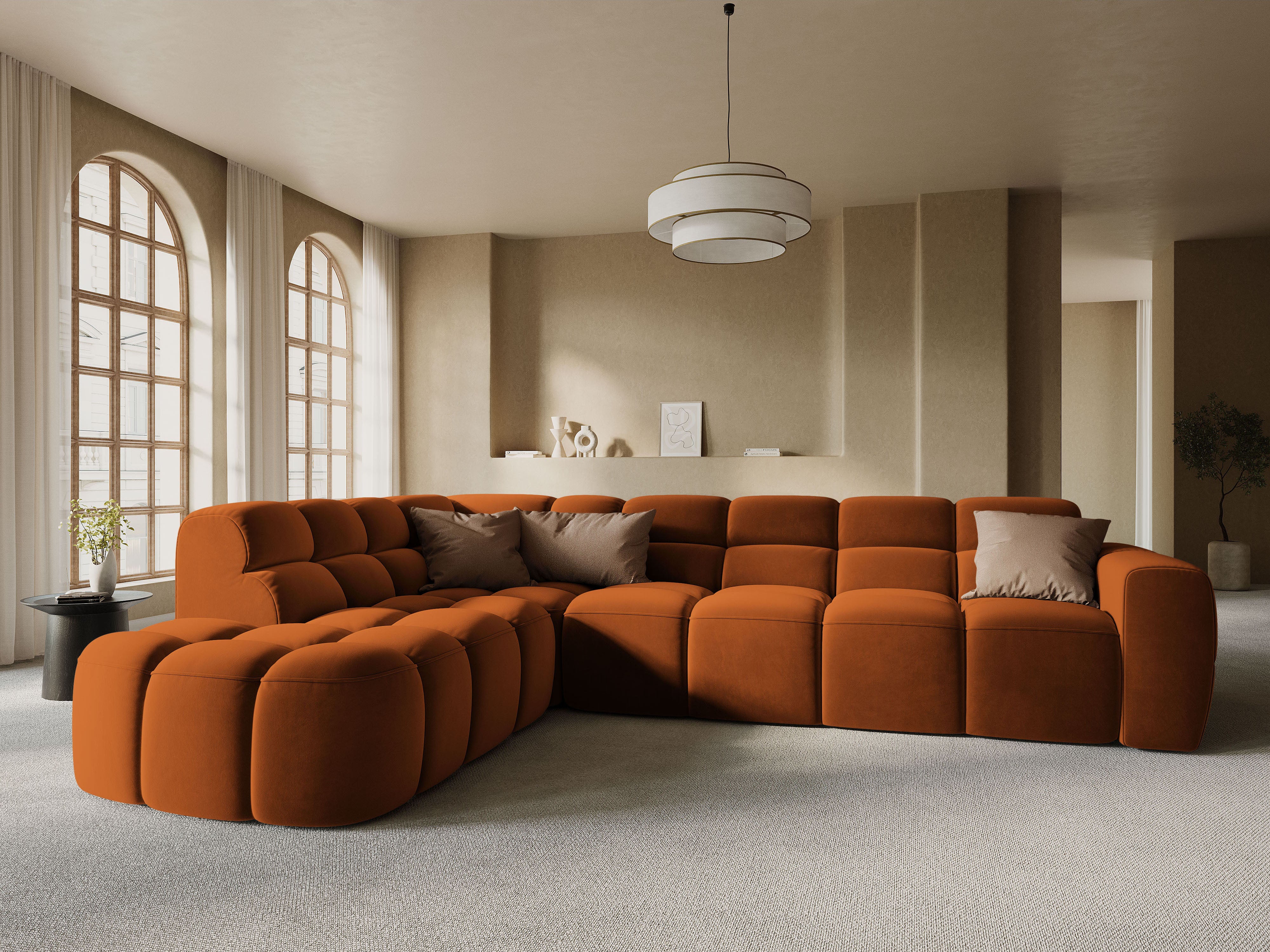 Sofa narożna lewostronna LISA terracotta szenil