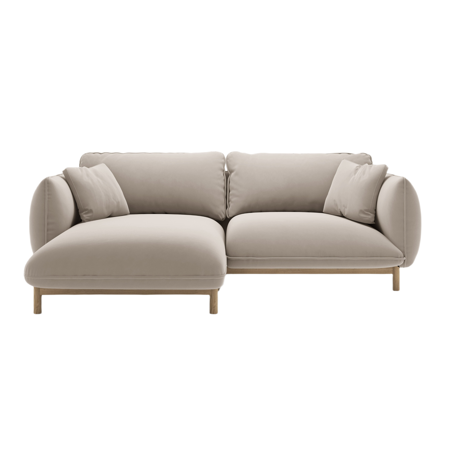 Left-facing velvet corner sofa ADA light beige