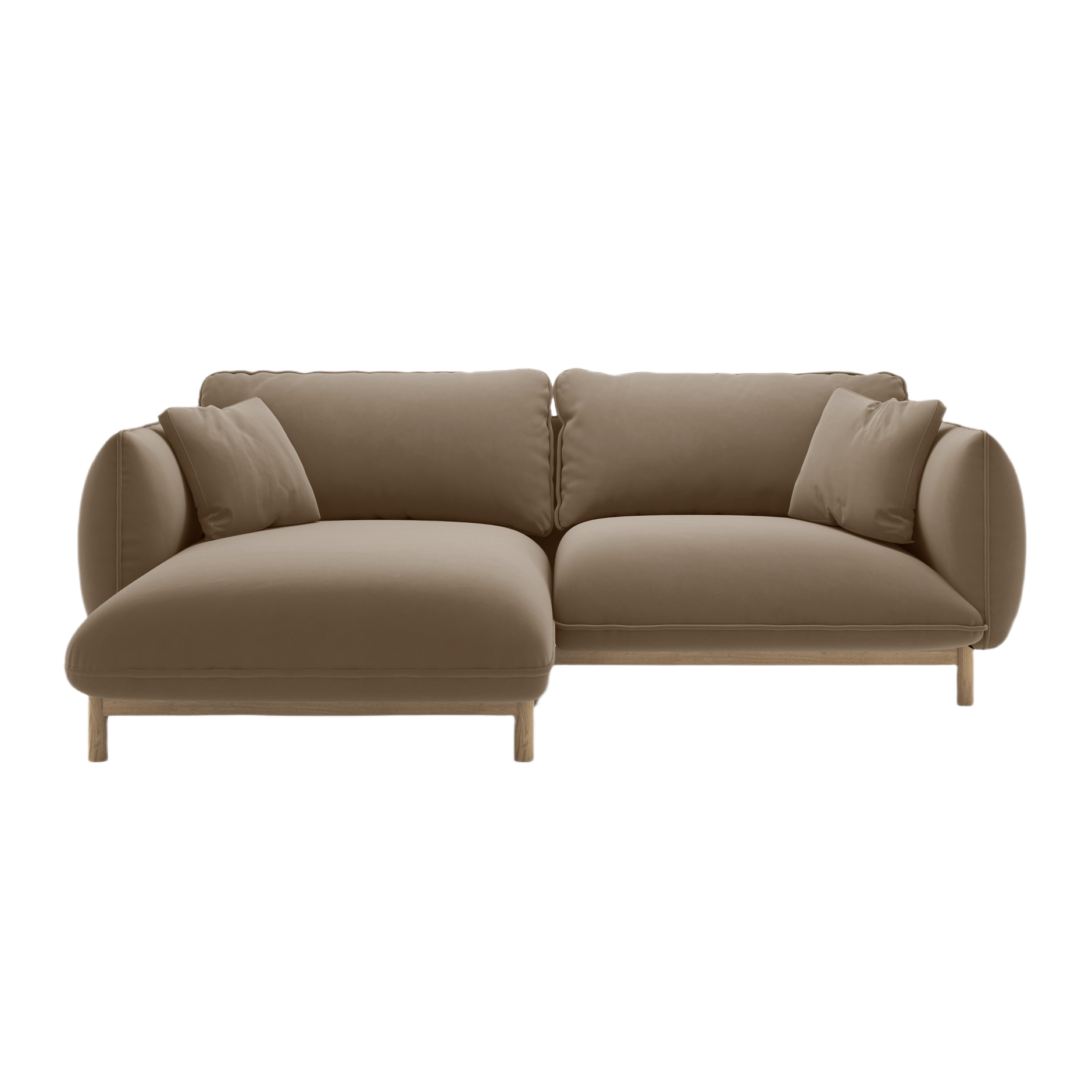 Left-facing velvet corner sofa ADA light brown