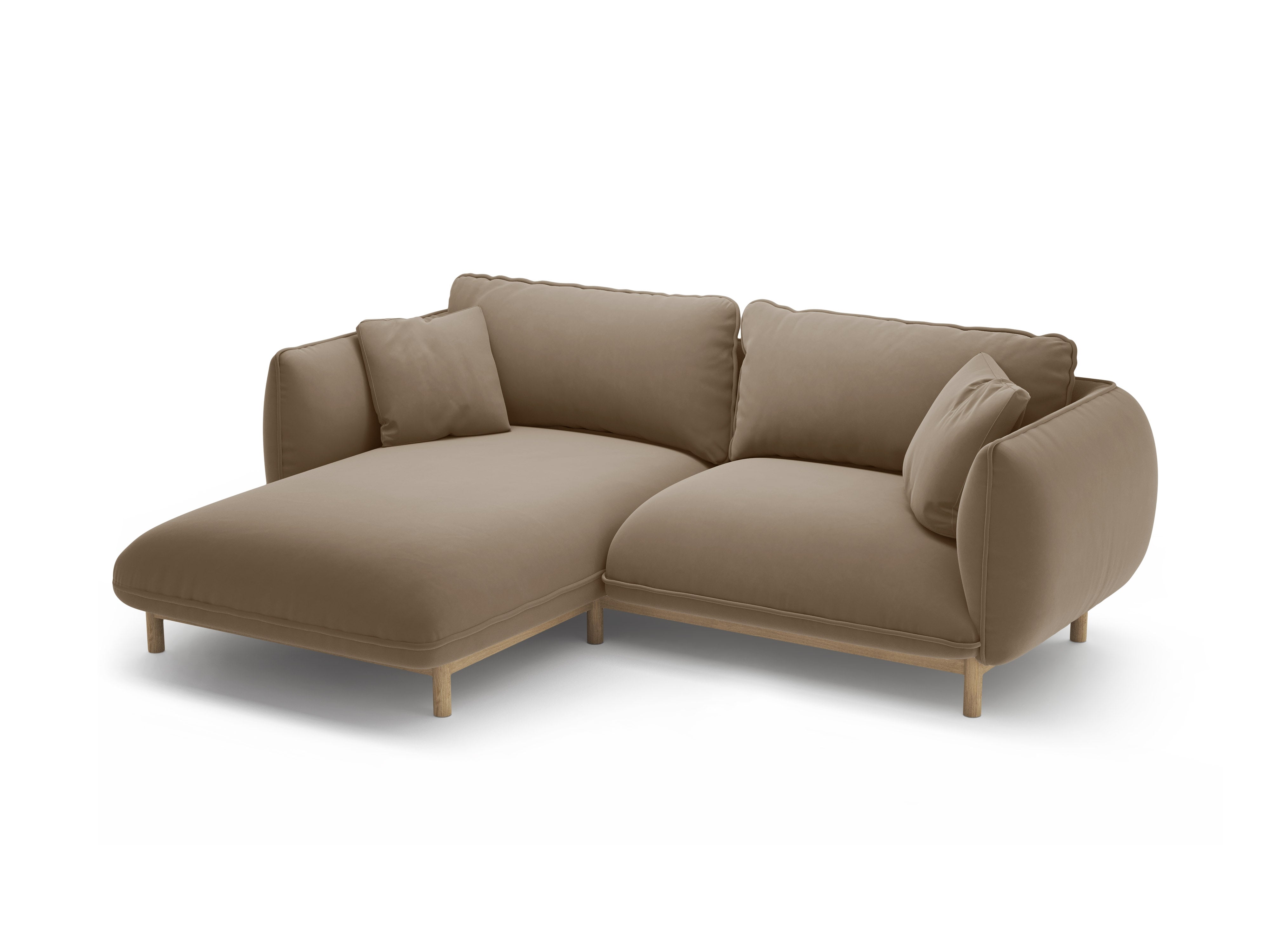 Left-facing velvet corner sofa ADA light brown