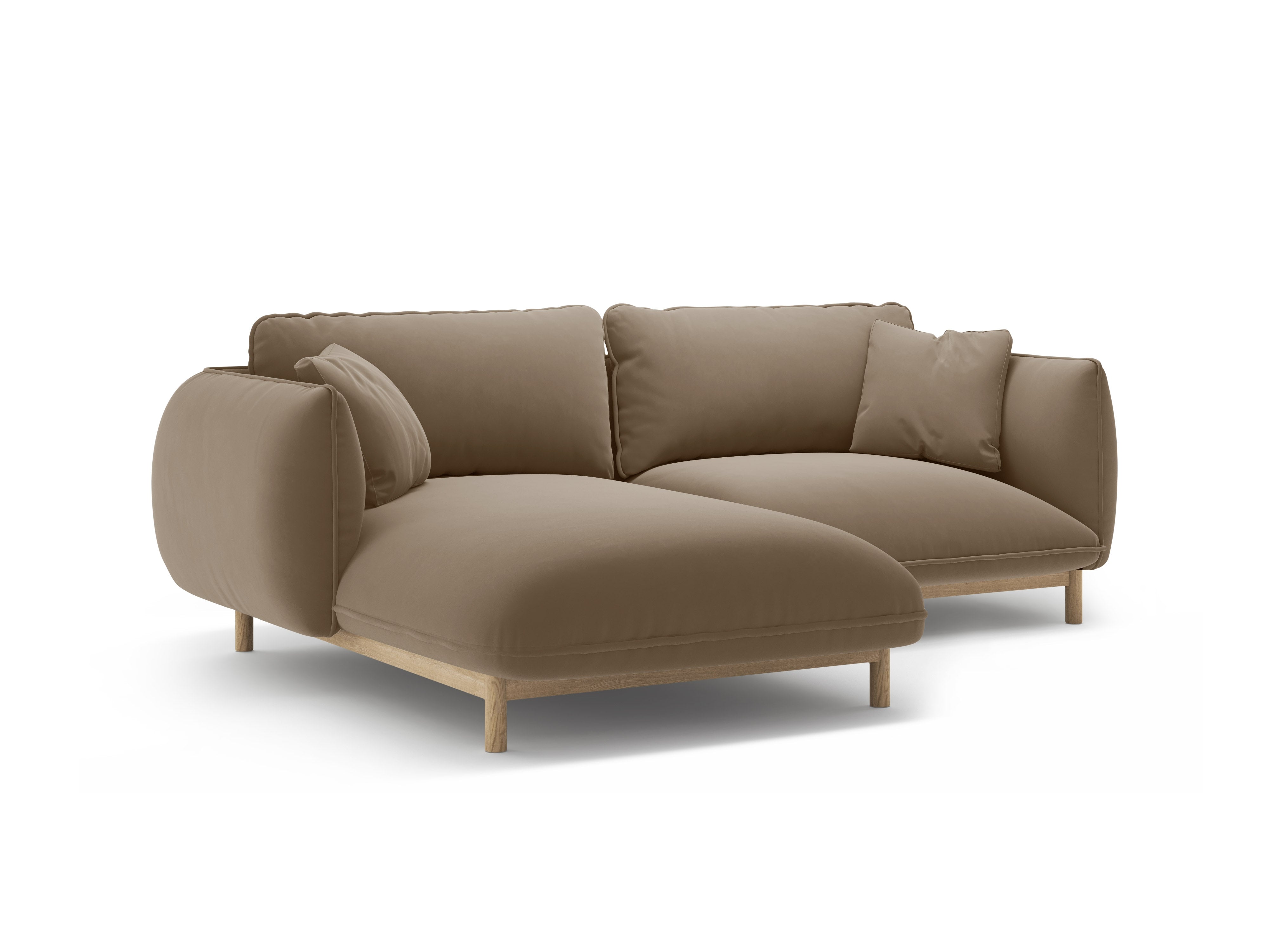 Left-facing velvet corner sofa ADA light brown