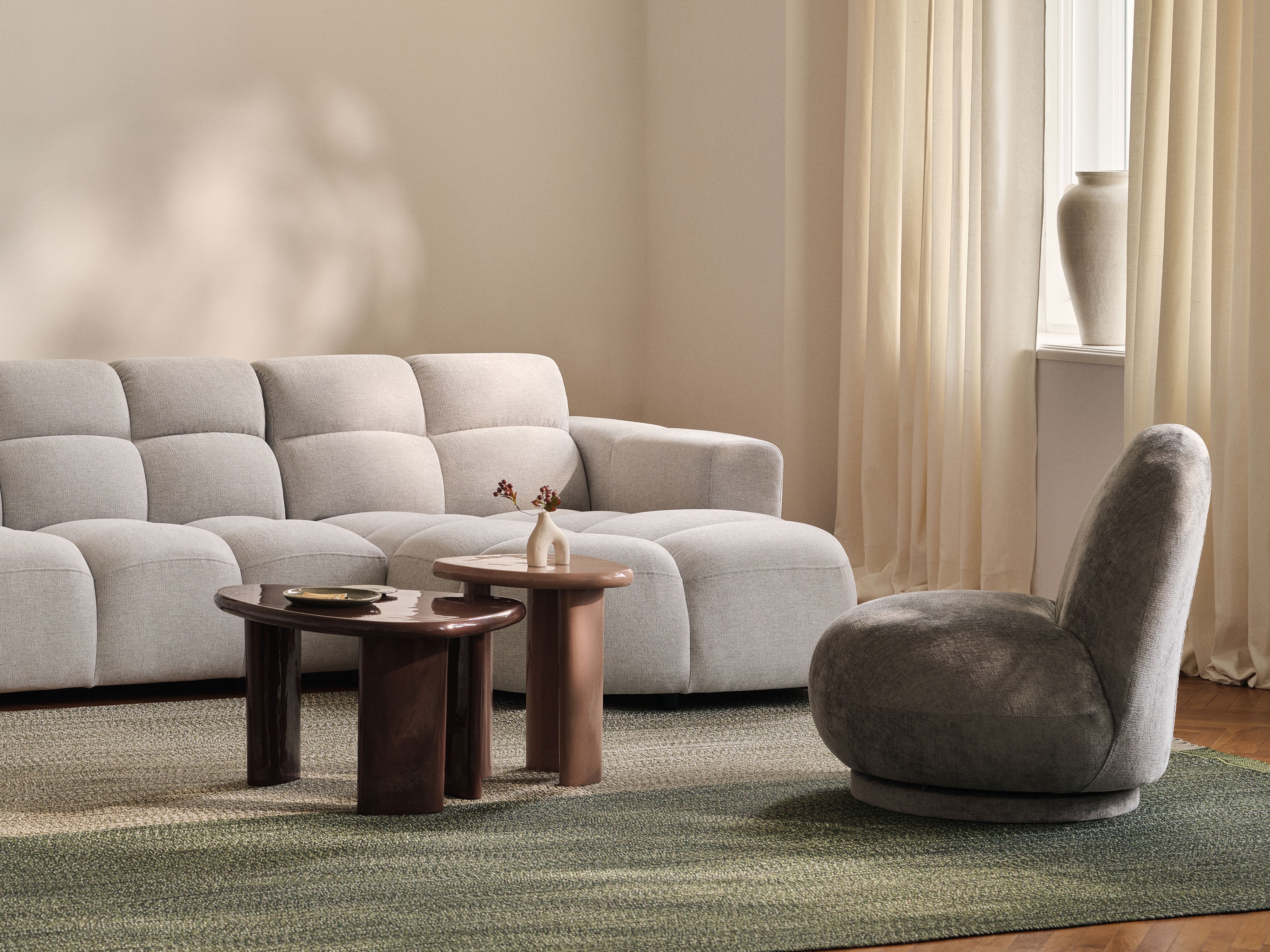 Symmetrical Velvet Corner Sofa LISA Light Gray
