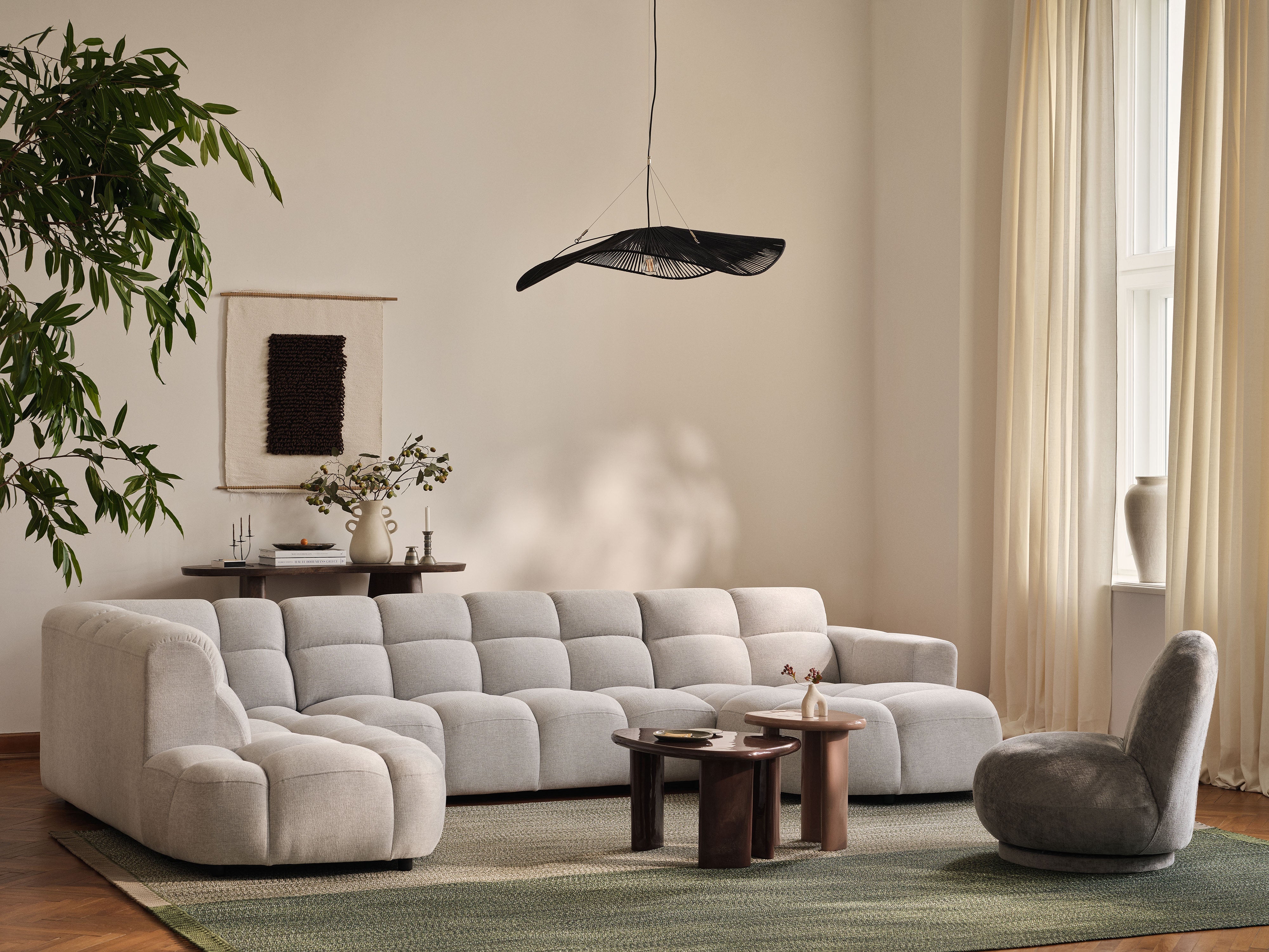 Symmetrical Velvet Corner Sofa LISA Light Gray
