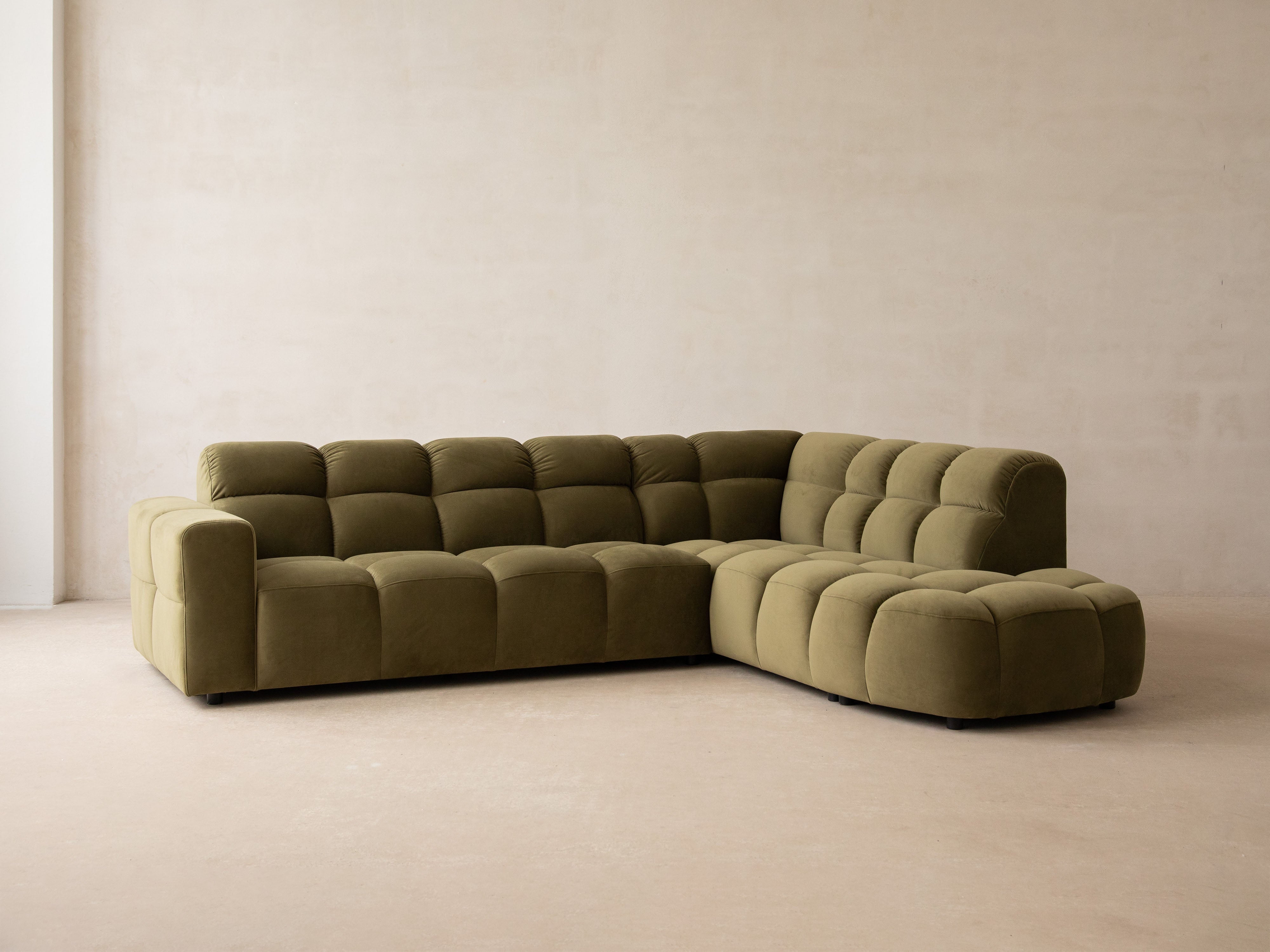 Symmetrical Velvet Corner Sofa LISA Light Gray