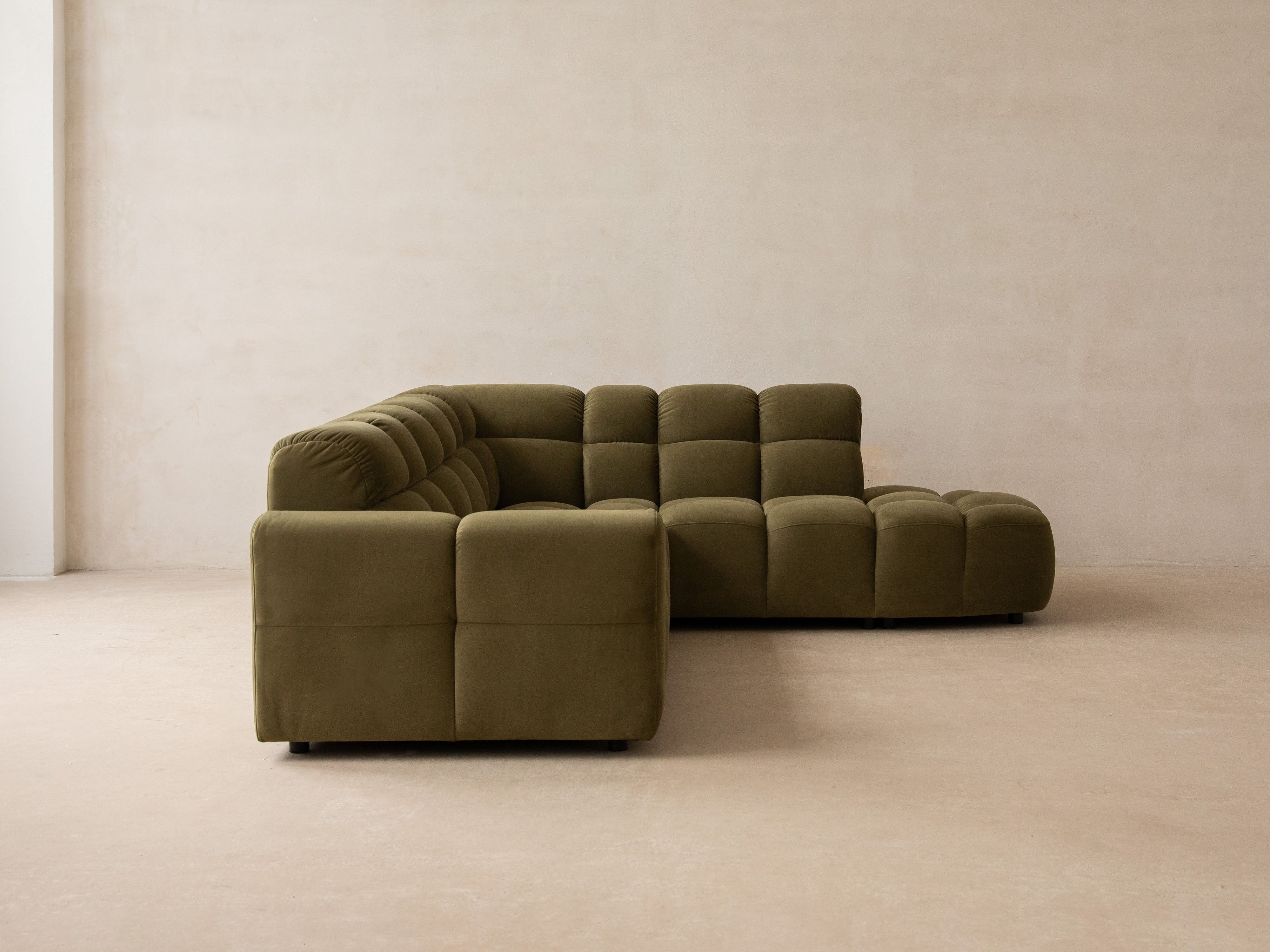 Symmetrical Velvet Corner Sofa LISA Light Gray