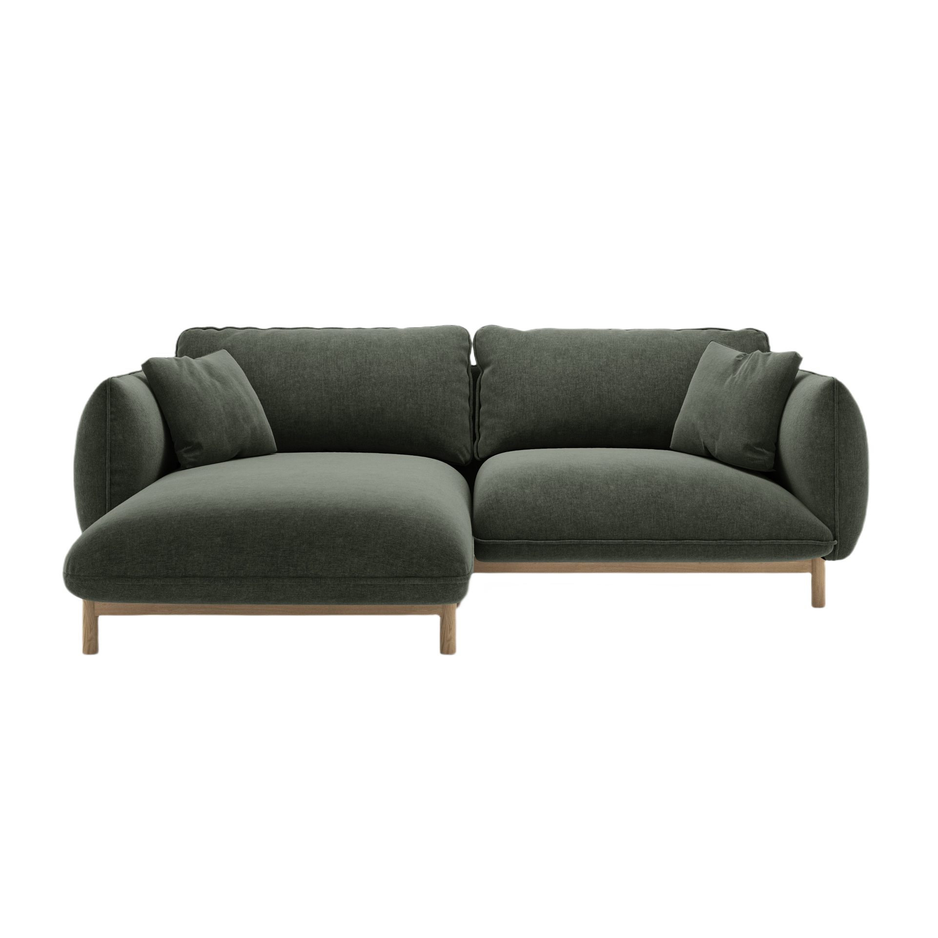 Left-sided corner sofa ADA green chenille