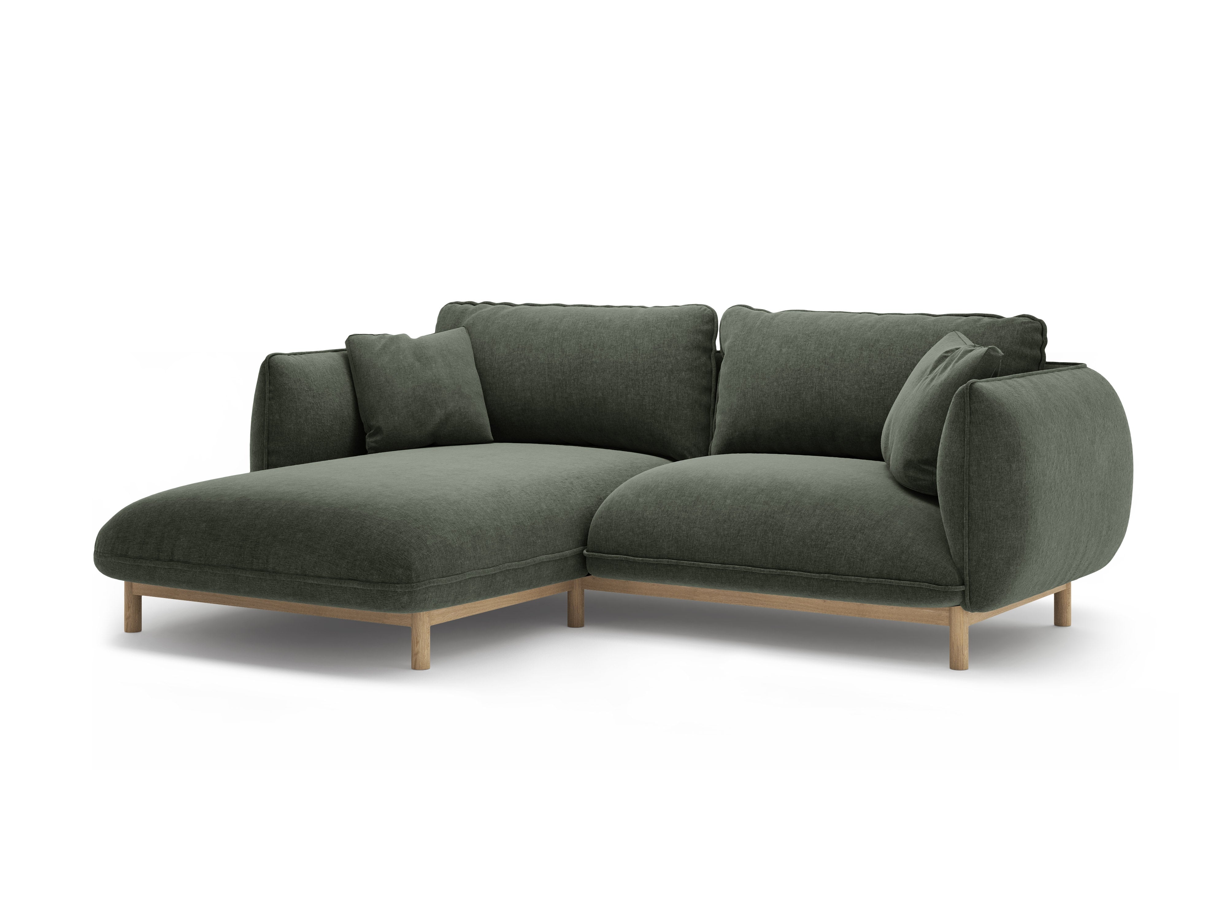 Left-sided corner sofa ADA green chenille