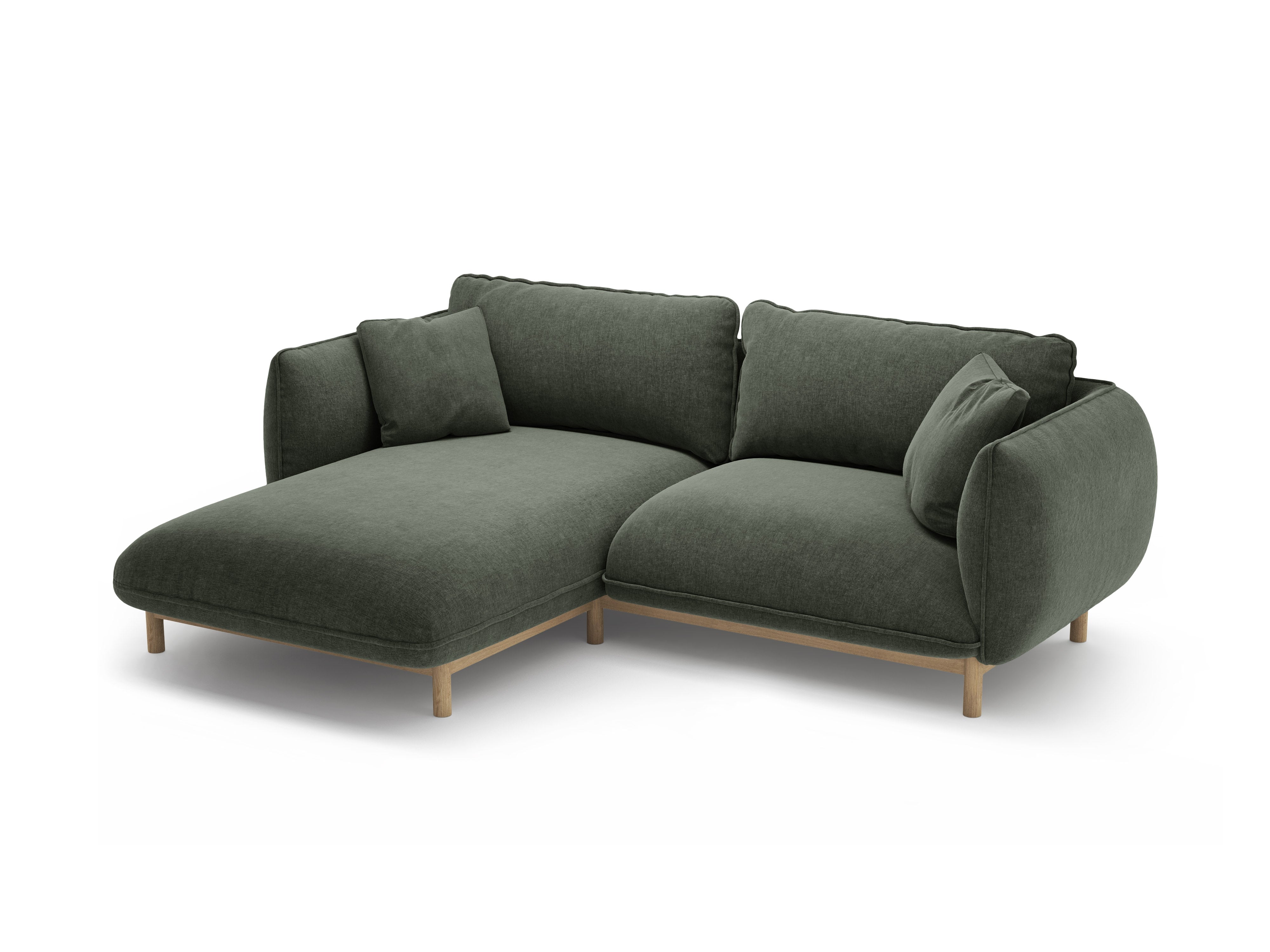 Left-sided corner sofa ADA green chenille
