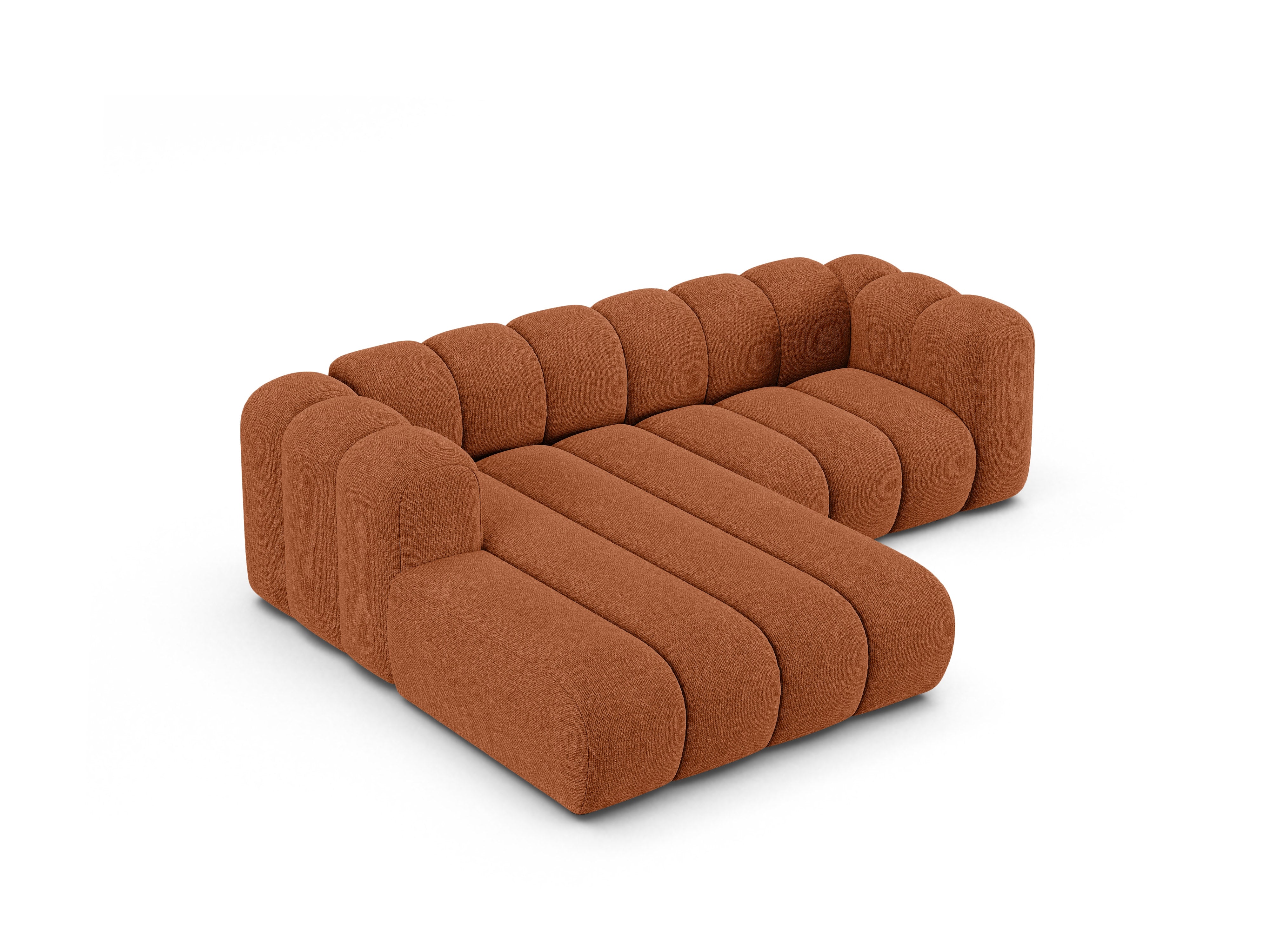 Left-facing 3-seater corner sofa LUPINE brick chenille