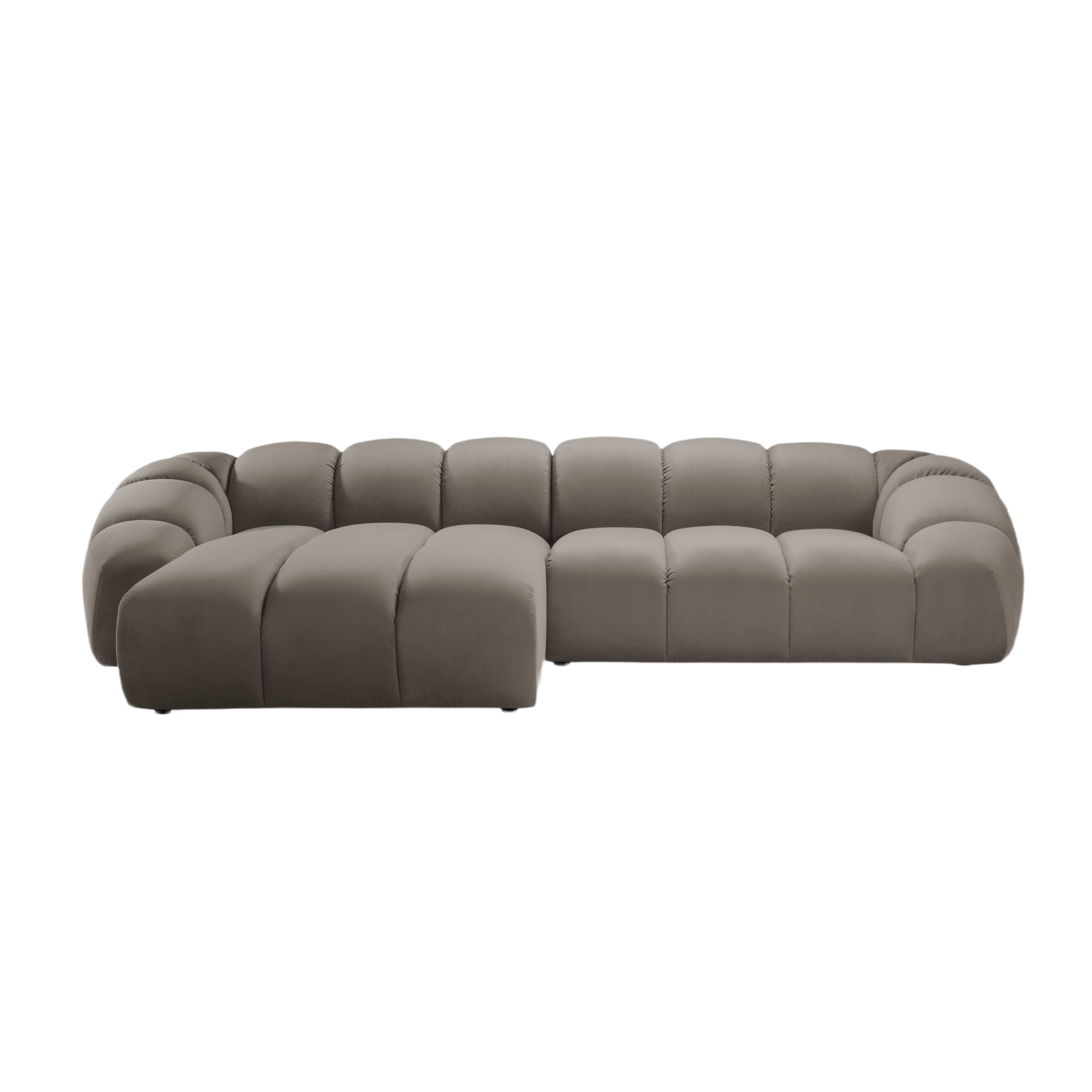 Samt linke Ecksofa, "Diana", 4 Sitze, Graubraun, 334x182x72
In Europa gemacht