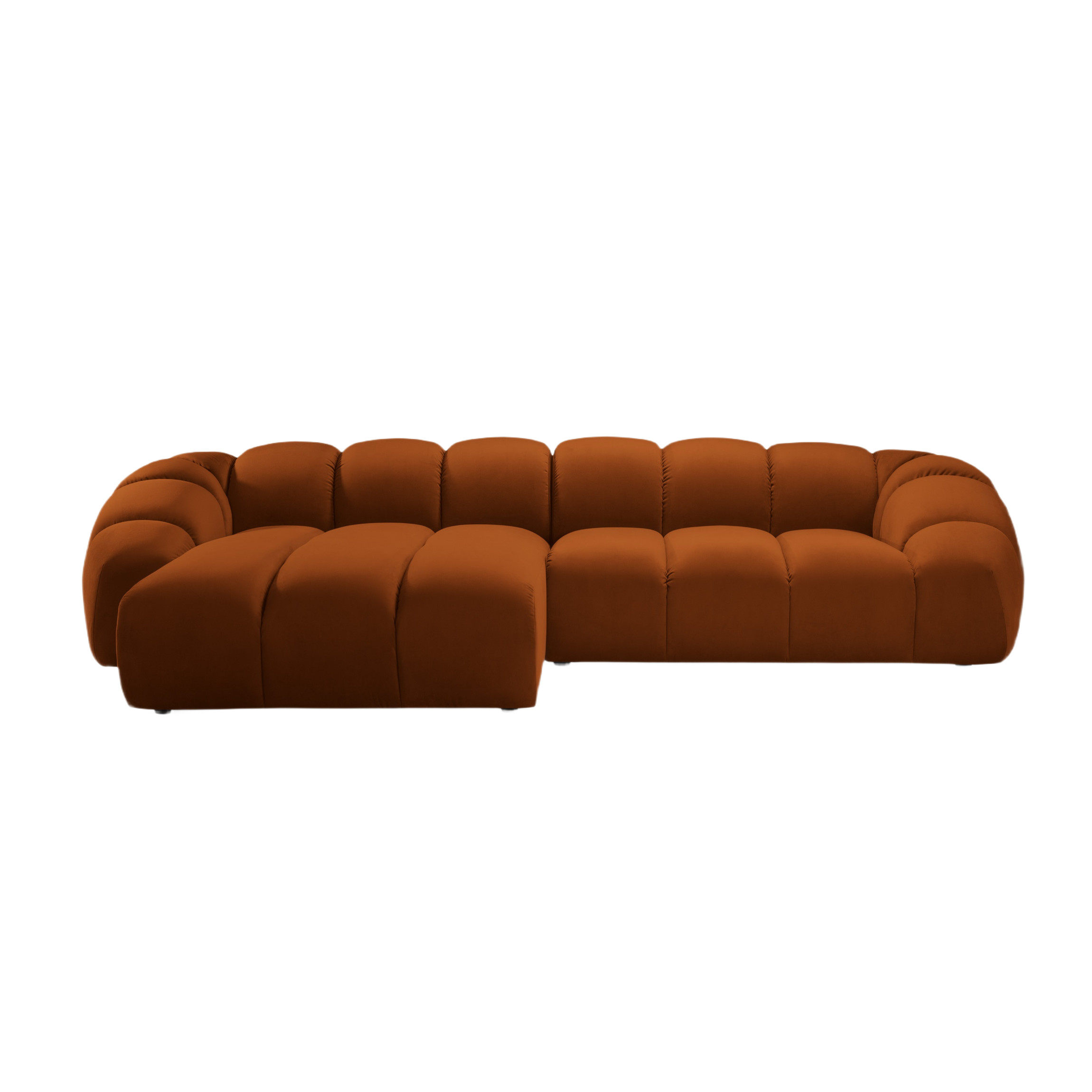 Narożnik aksamitny 4-osobowy lewostronny DIANA terracotta