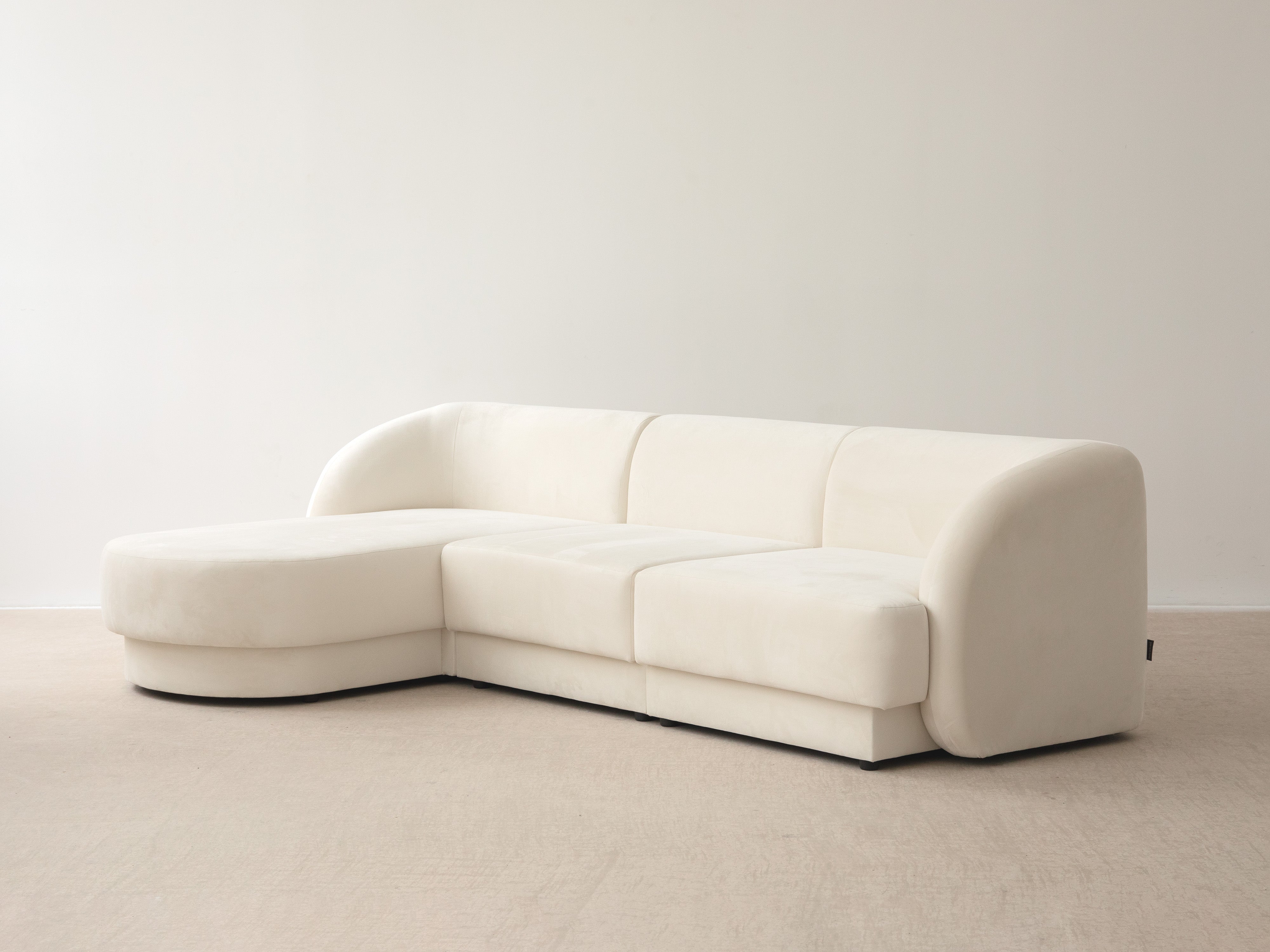 Left-sided corner sofa for 6 people MILEY ivory chenille