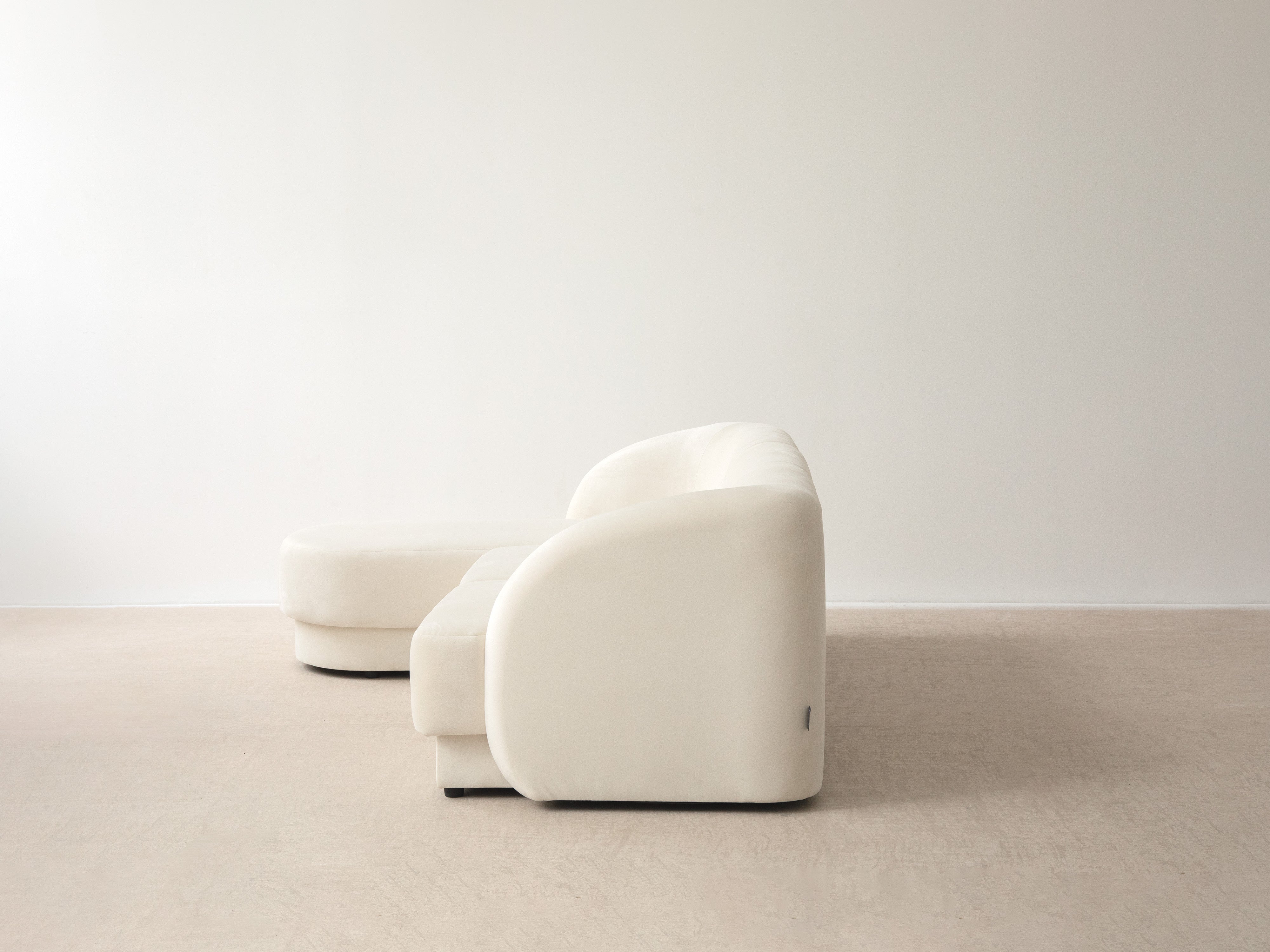 Left-sided corner sofa for 6 people MILEY ivory chenille