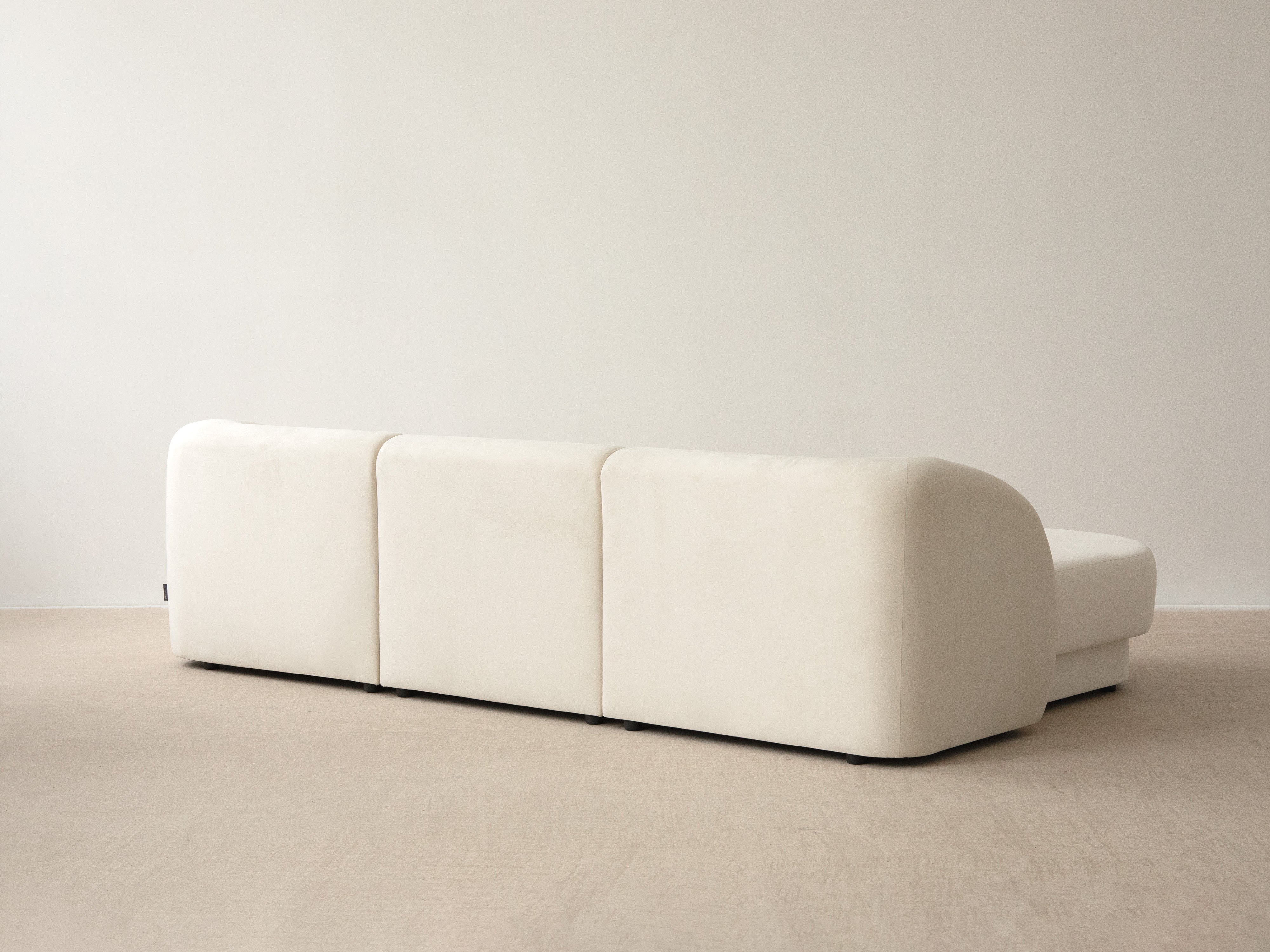 Left-sided corner sofa for 6 people MILEY ivory chenille