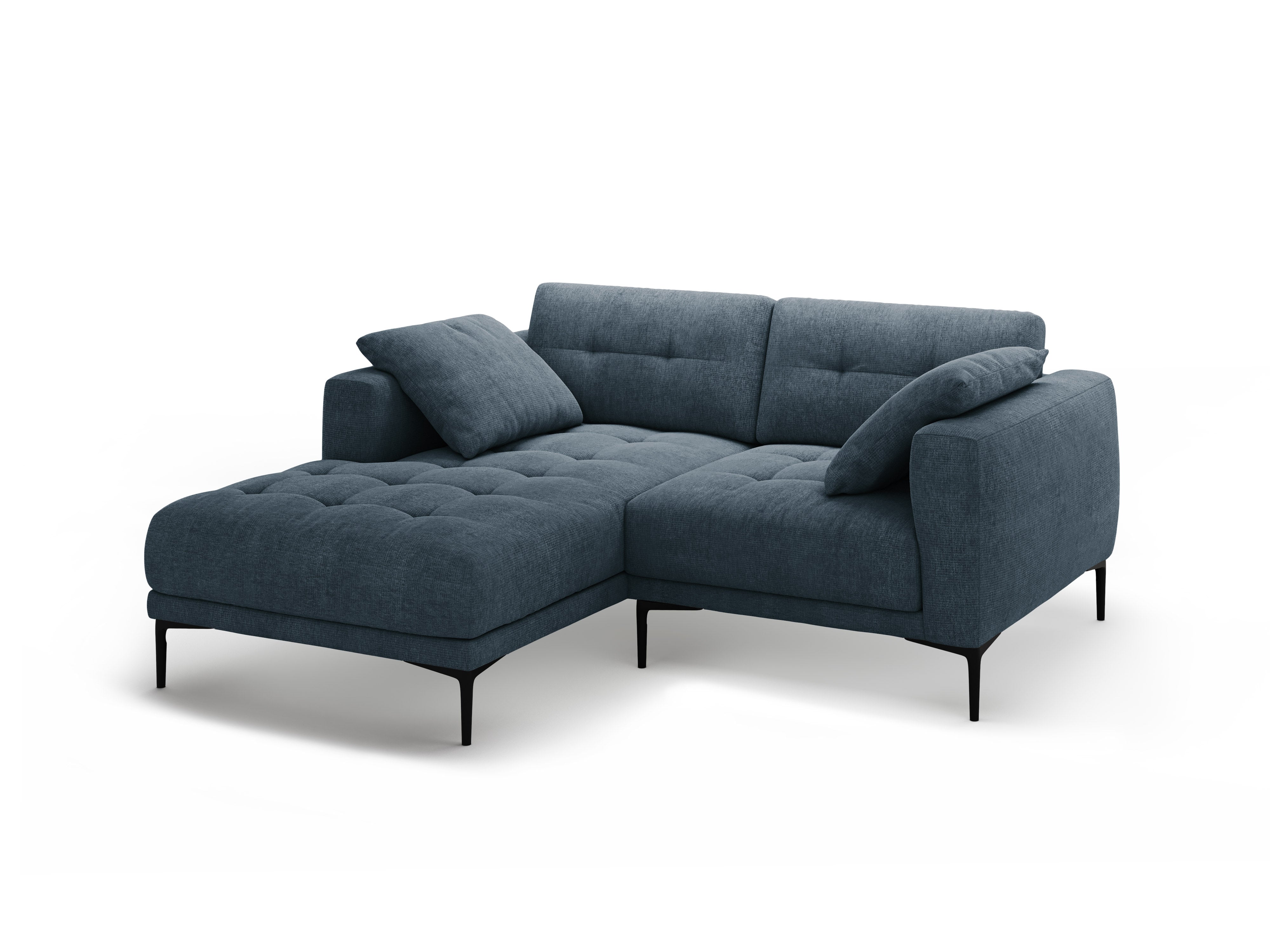 Left-facing corner sofa BEMY dark blue chenille