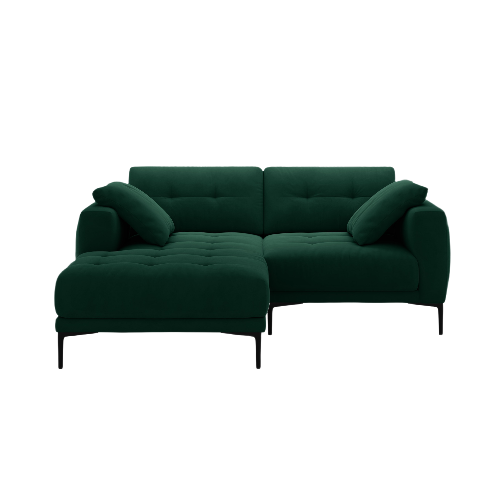 Left-facing velvet corner sofa BEMY in bottle green
