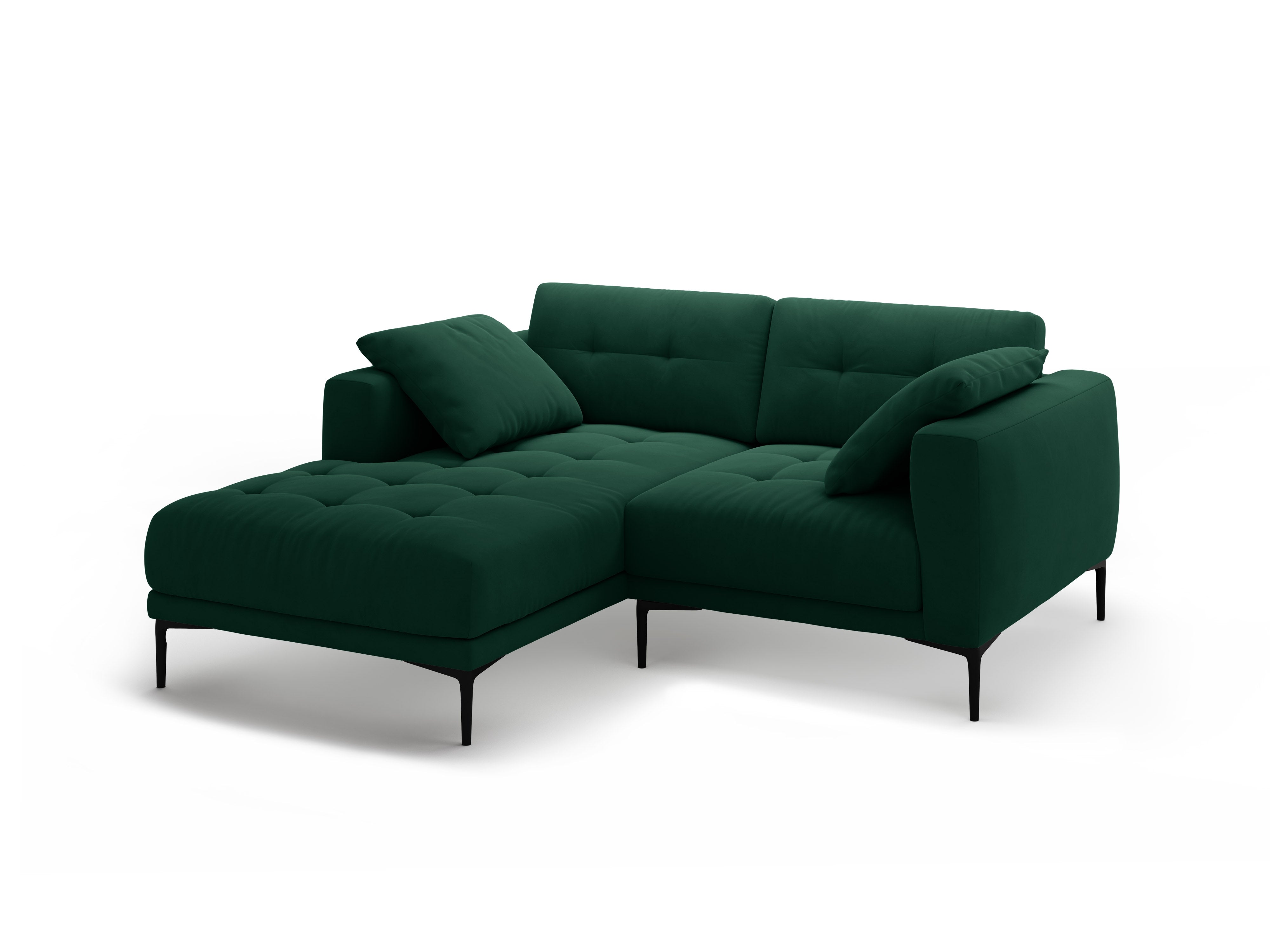 Left-facing velvet corner sofa BEMY in bottle green