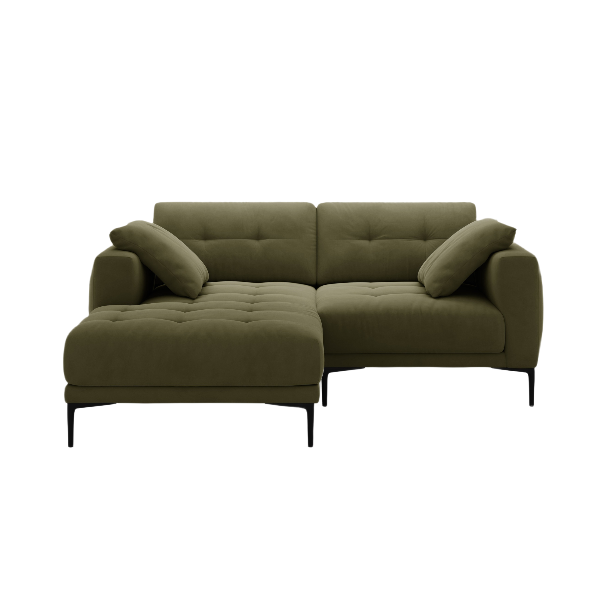 Left-facing velvet corner sofa BEMY green
