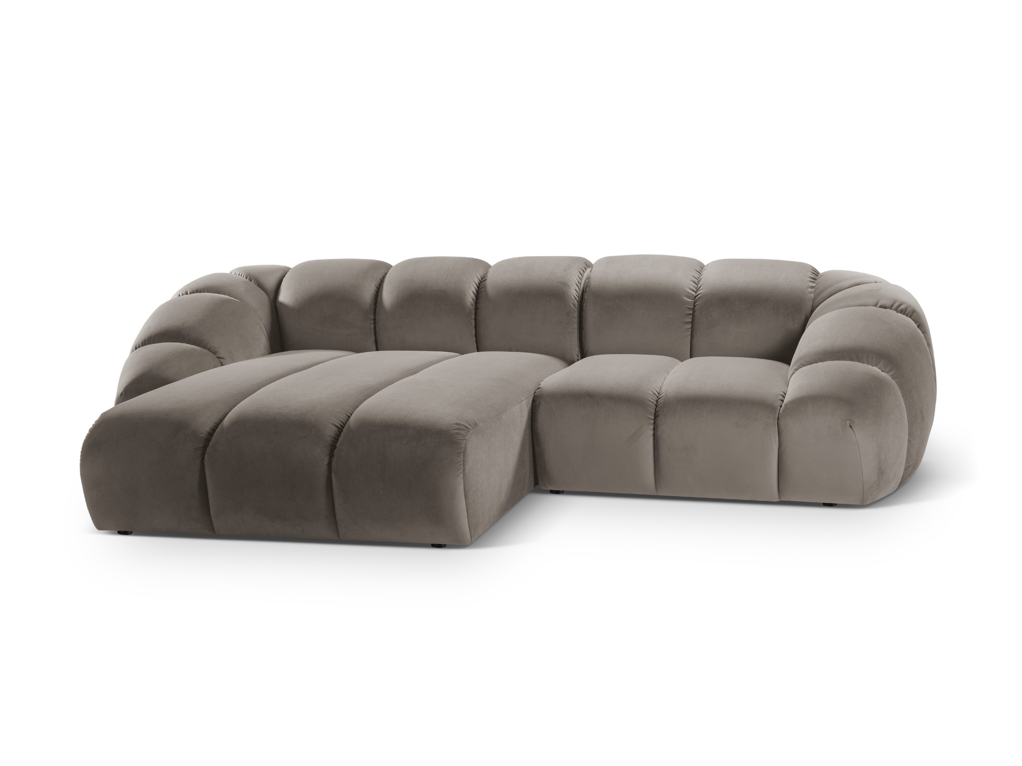 Samt linke Ecksofa, "Diana", 3 Sitze, Graubraun, 294x182x72
In Europa gemacht