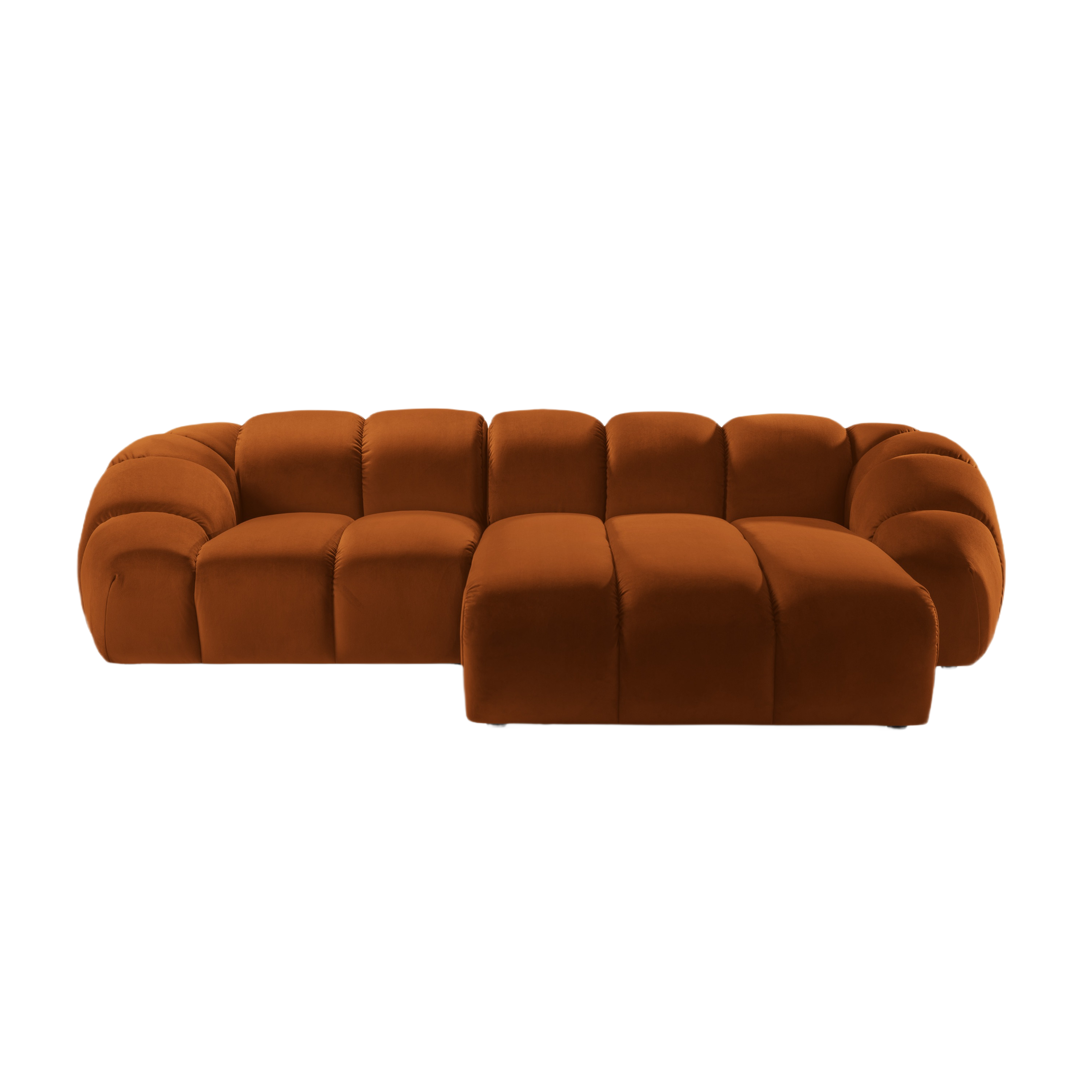 Narożnik aksamitny 3-osobowy prawostronny DIANA terracotta