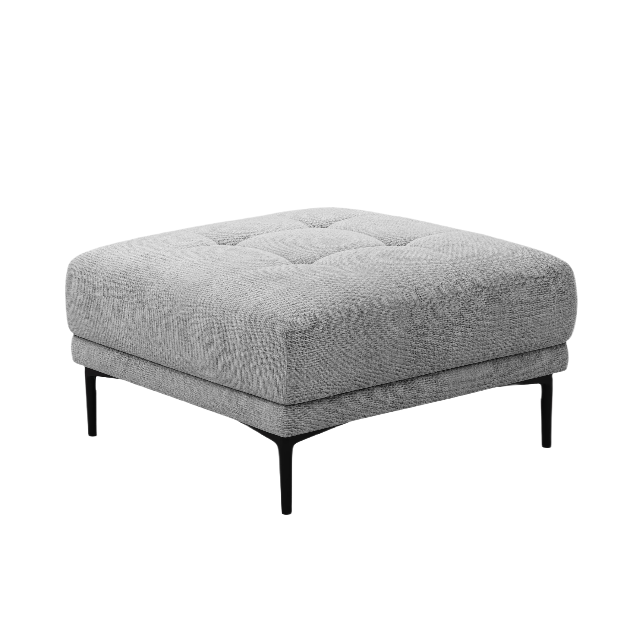 BEMY Gray Chenille Square Pouf