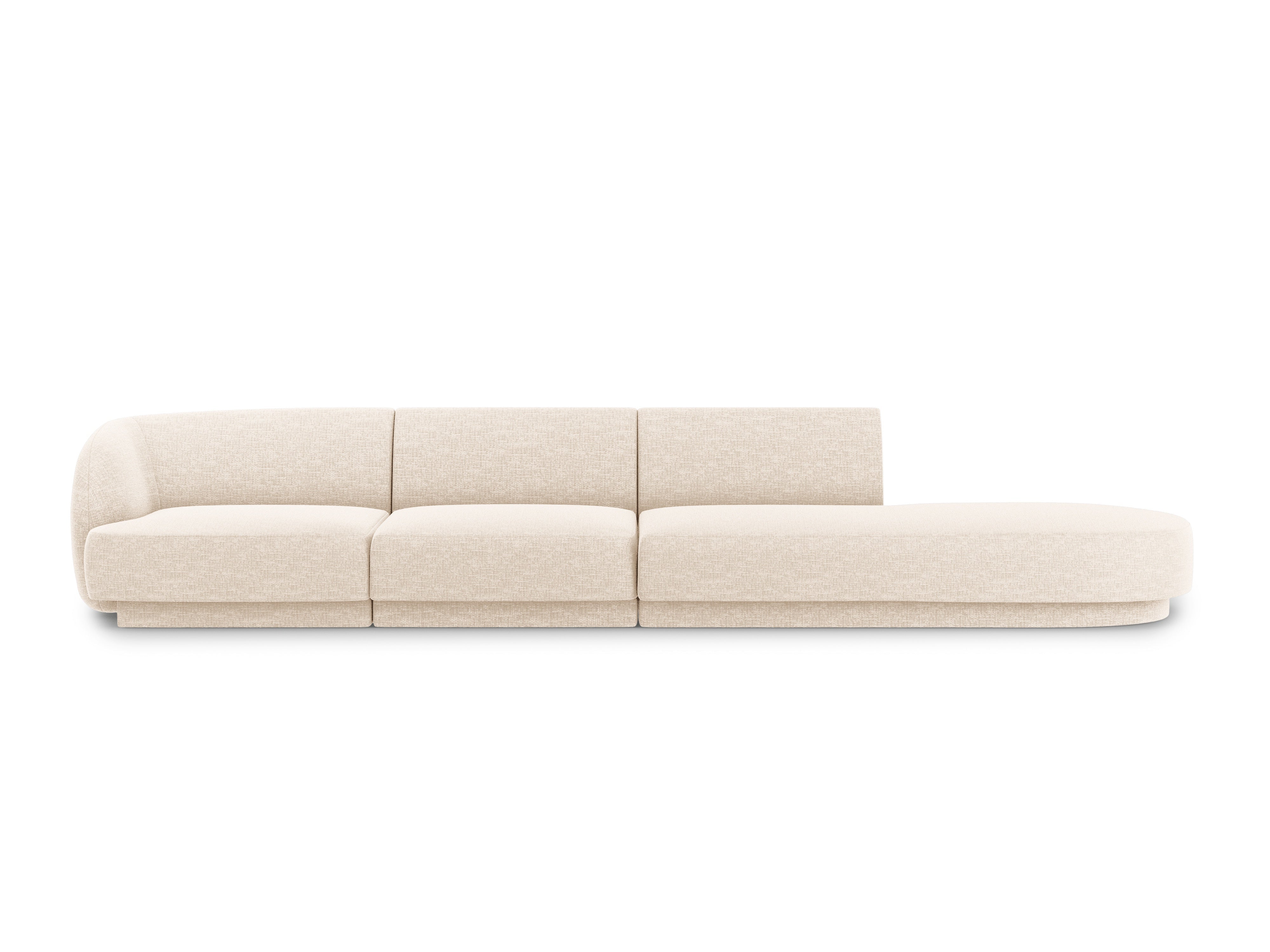 Open right-sided 4-seater sofa MILEY ivory chenille