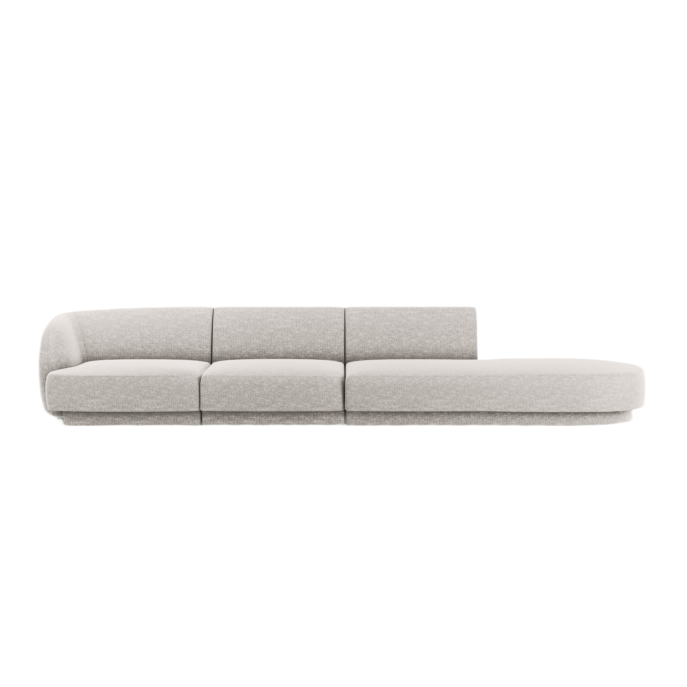 Sofa prawostronna 4-osobowa otwarta MILEY jasnoszary szenil jedwabisty