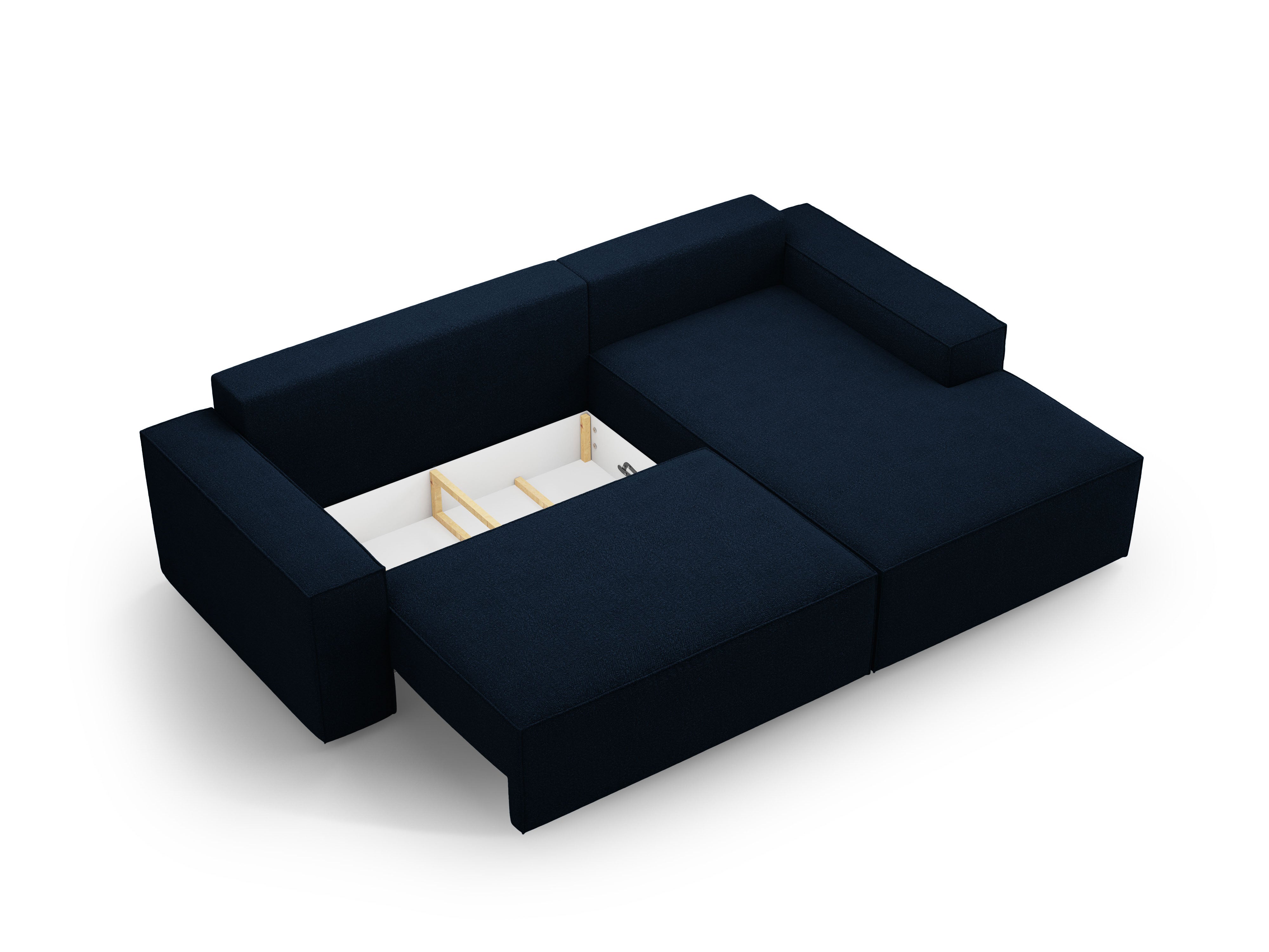 Rechtsseitiges Schlafsofa JODIE dunkelblau Boucle