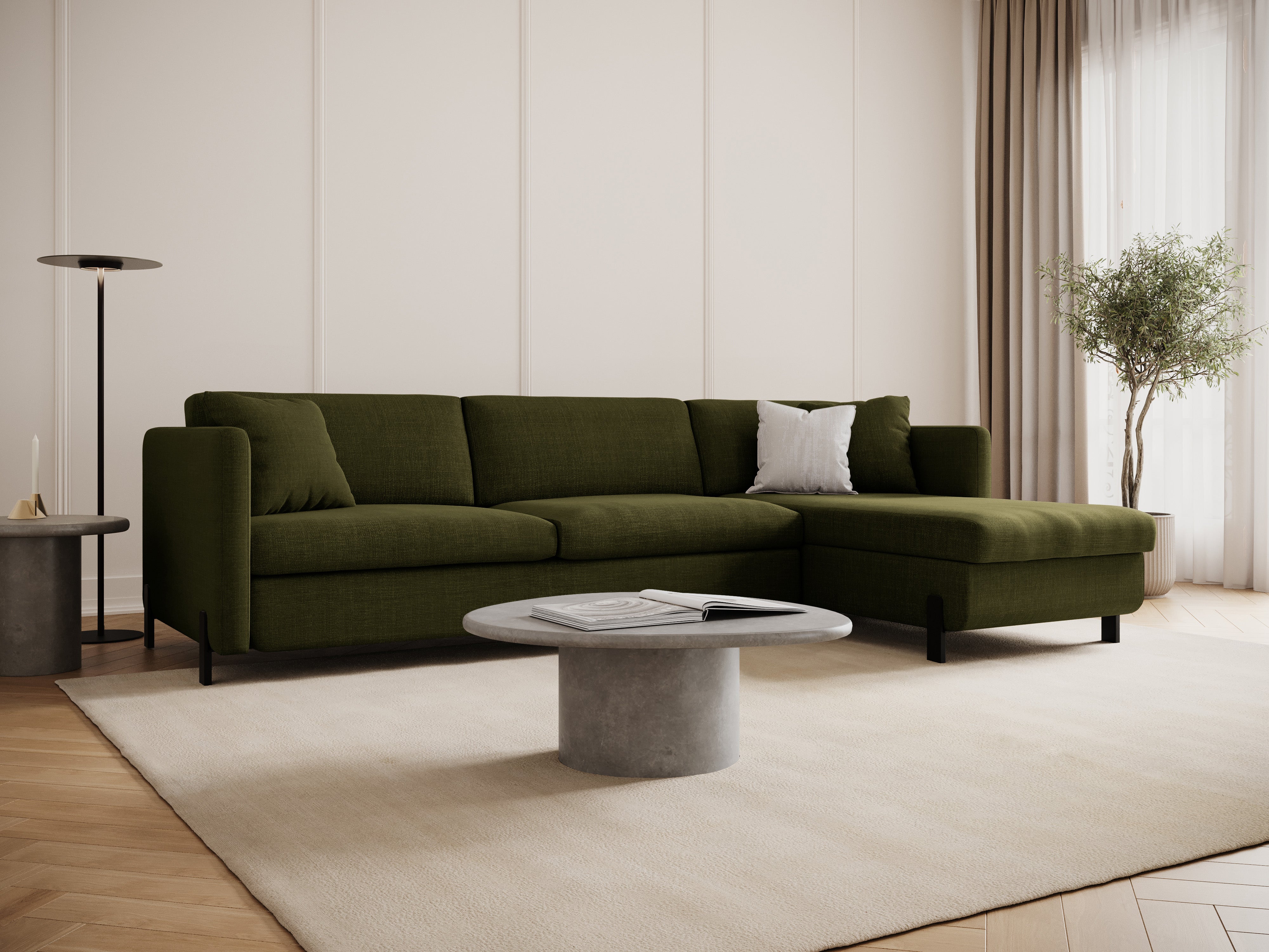 Rechte Eckesofa mit Bettfunktion und Kiste, "Gloria", 5 Sitze, Grün, 280x170x80
In Europa gemacht