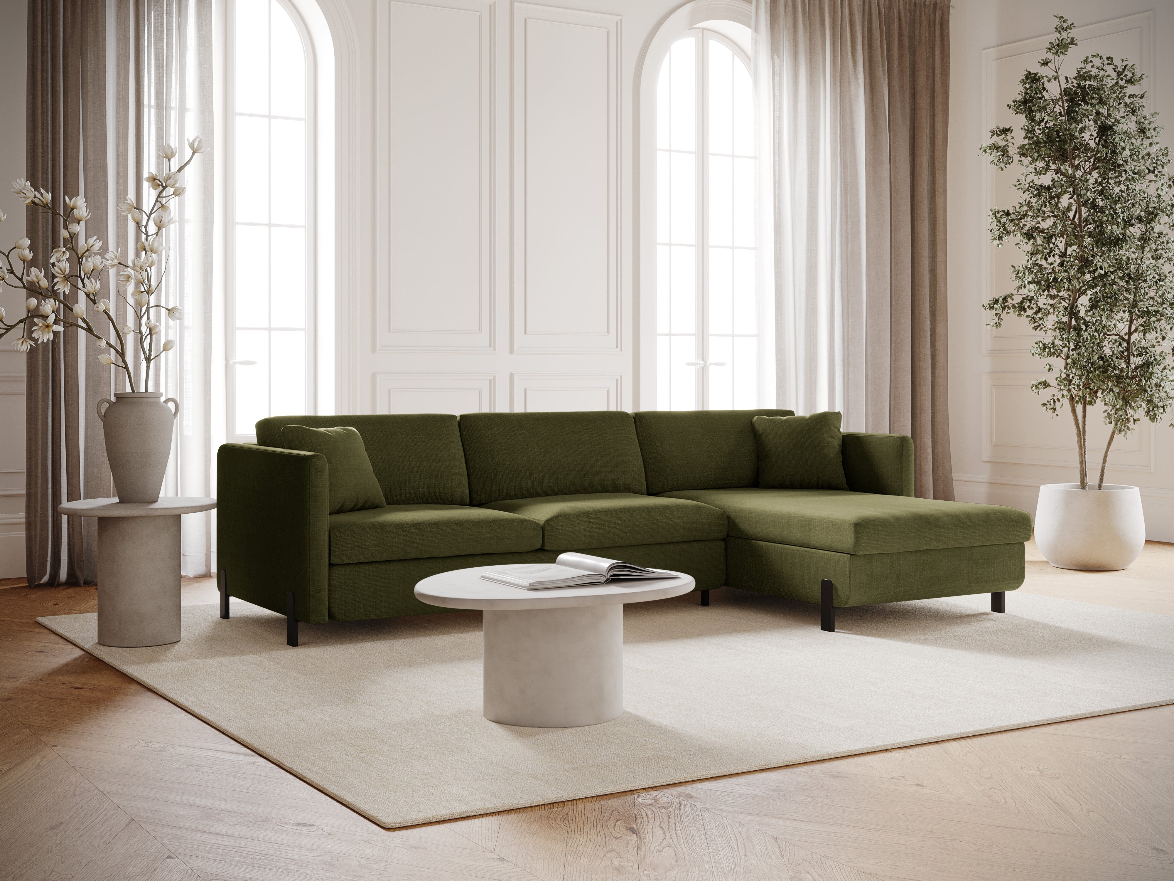 Rechte Eckesofa mit Bettfunktion und Kiste, "Gloria", 5 Sitze, Grün, 280x170x80
In Europa gemacht
