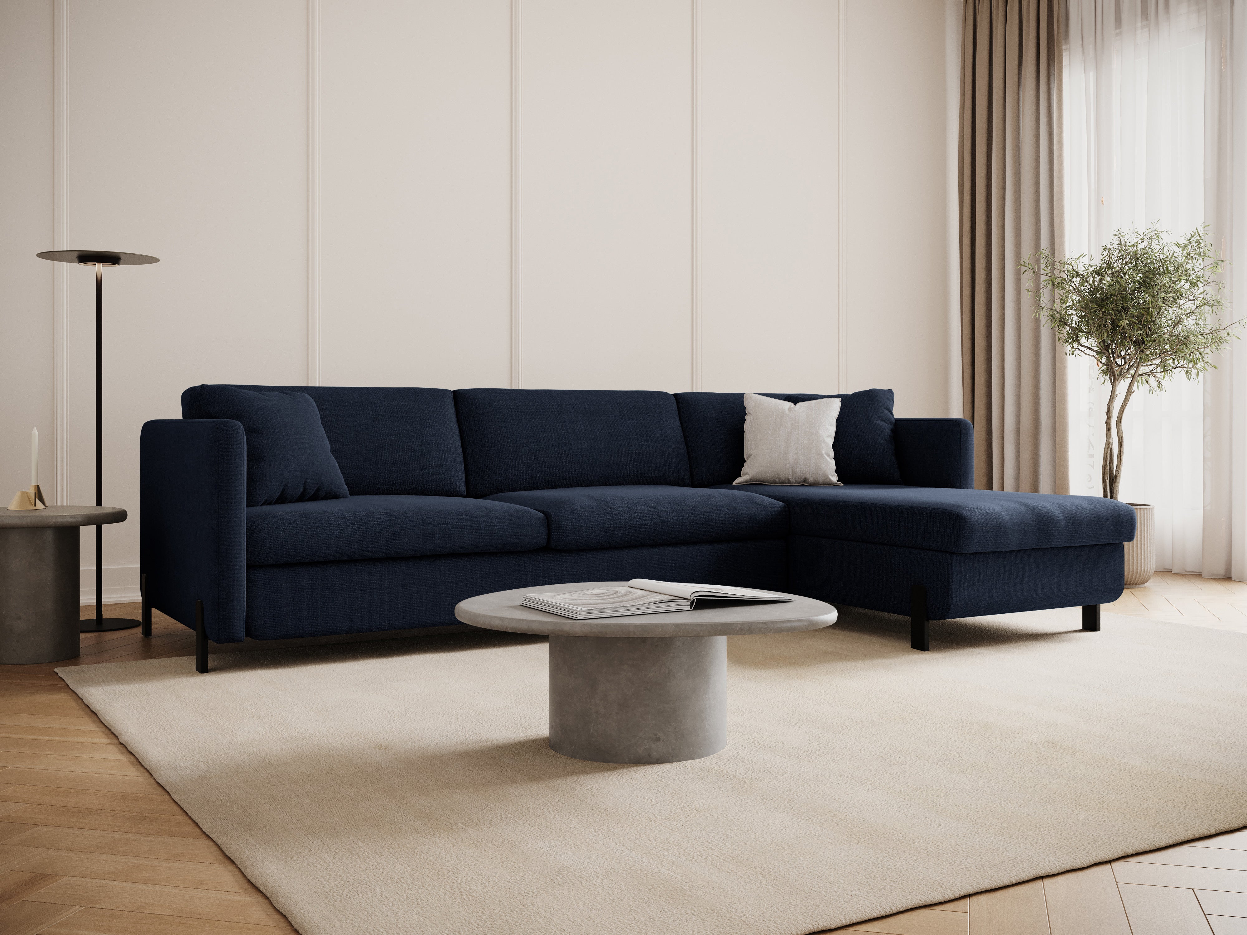 Rechte Ecksofa mit Bettfunktion und Box, "Gloria", 5 Sitze, Blau, 280x170x80
In Europa gemacht