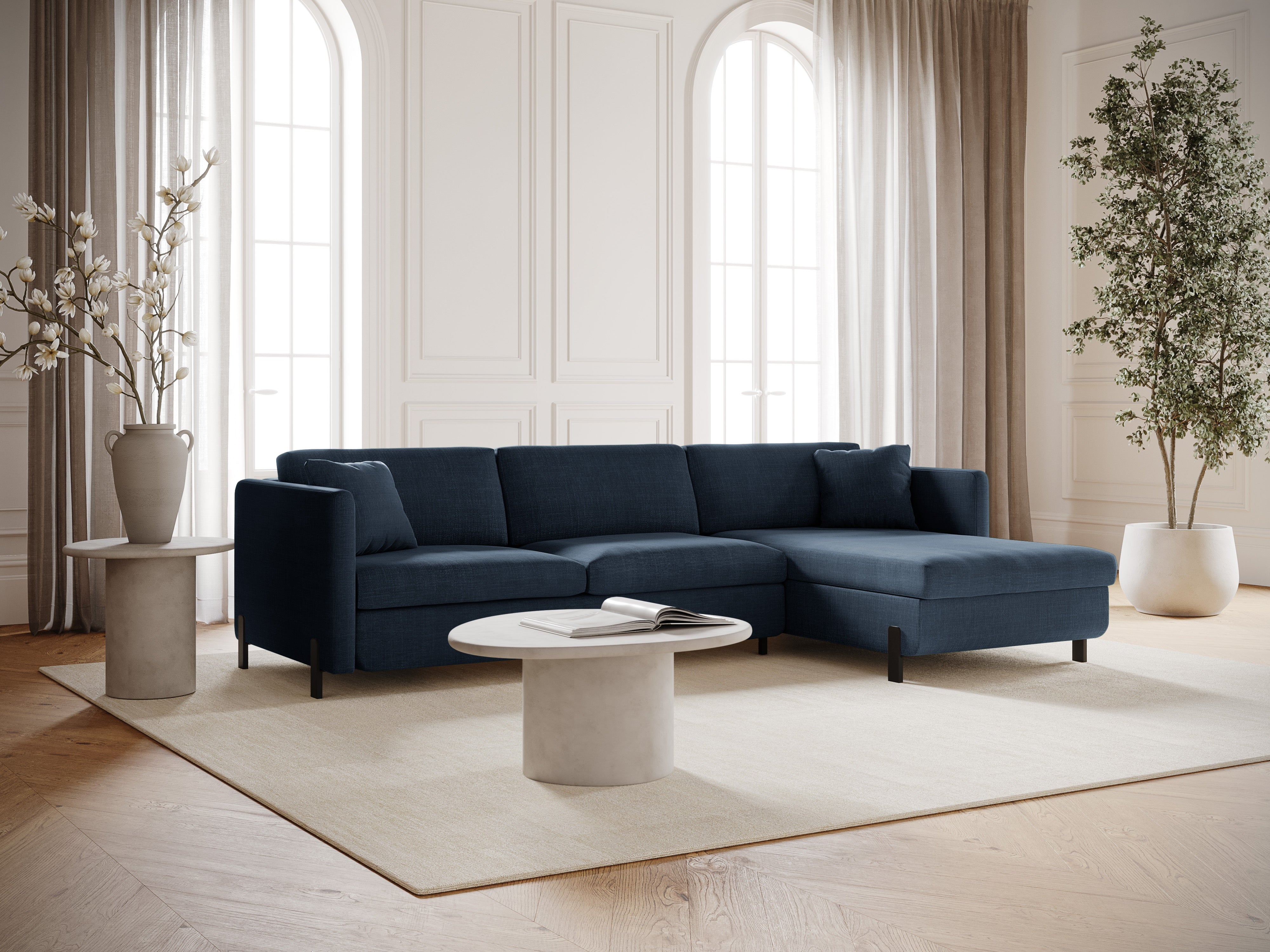 Rechte Ecksofa mit Bettfunktion und Box, "Gloria", 5 Sitze, Blau, 280x170x80
In Europa gemacht