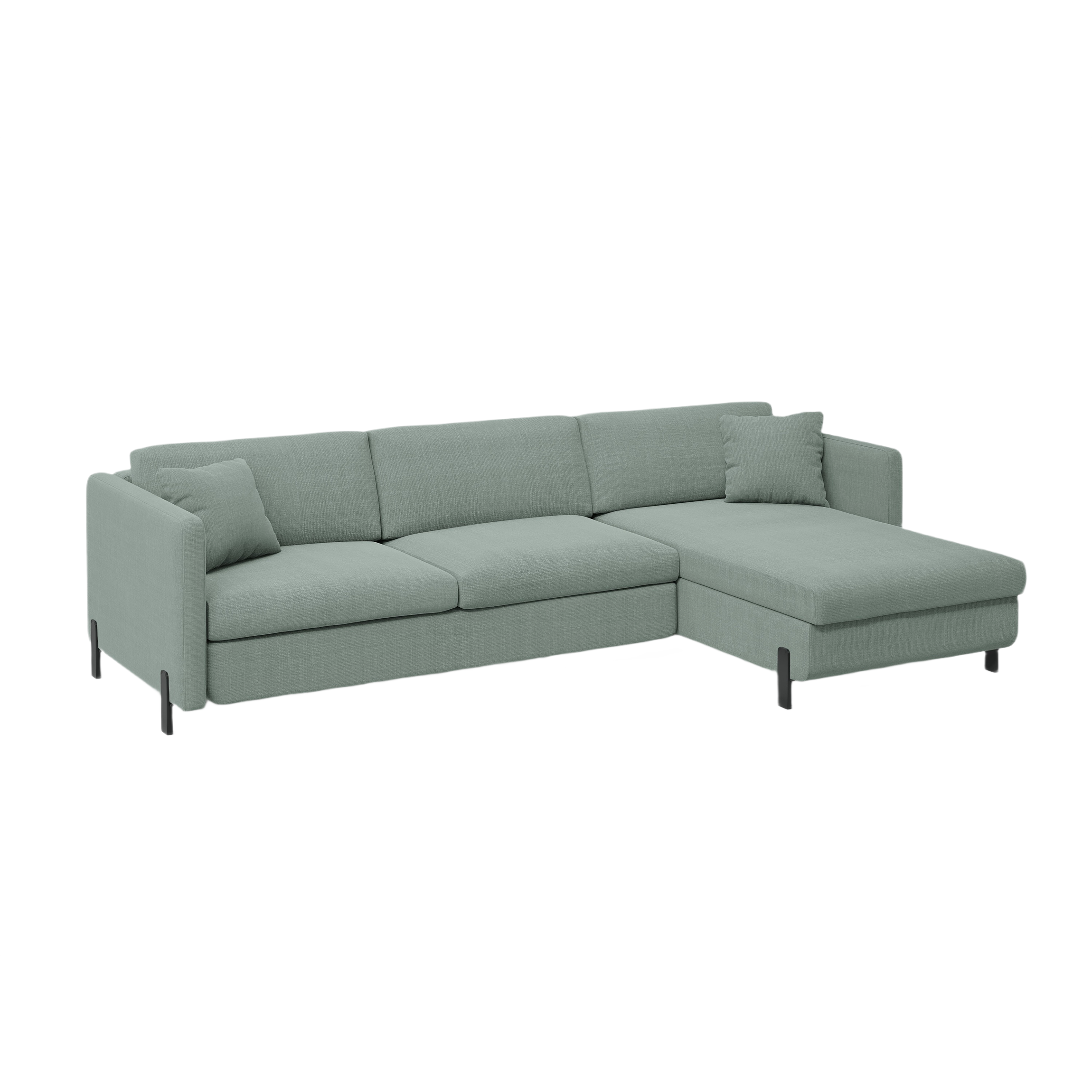 Rechte Ecke -Sofa mit Bettfunktion und Box, "Gloria", 5 Sitze, Minze, 280x170x80
In Europa gemacht