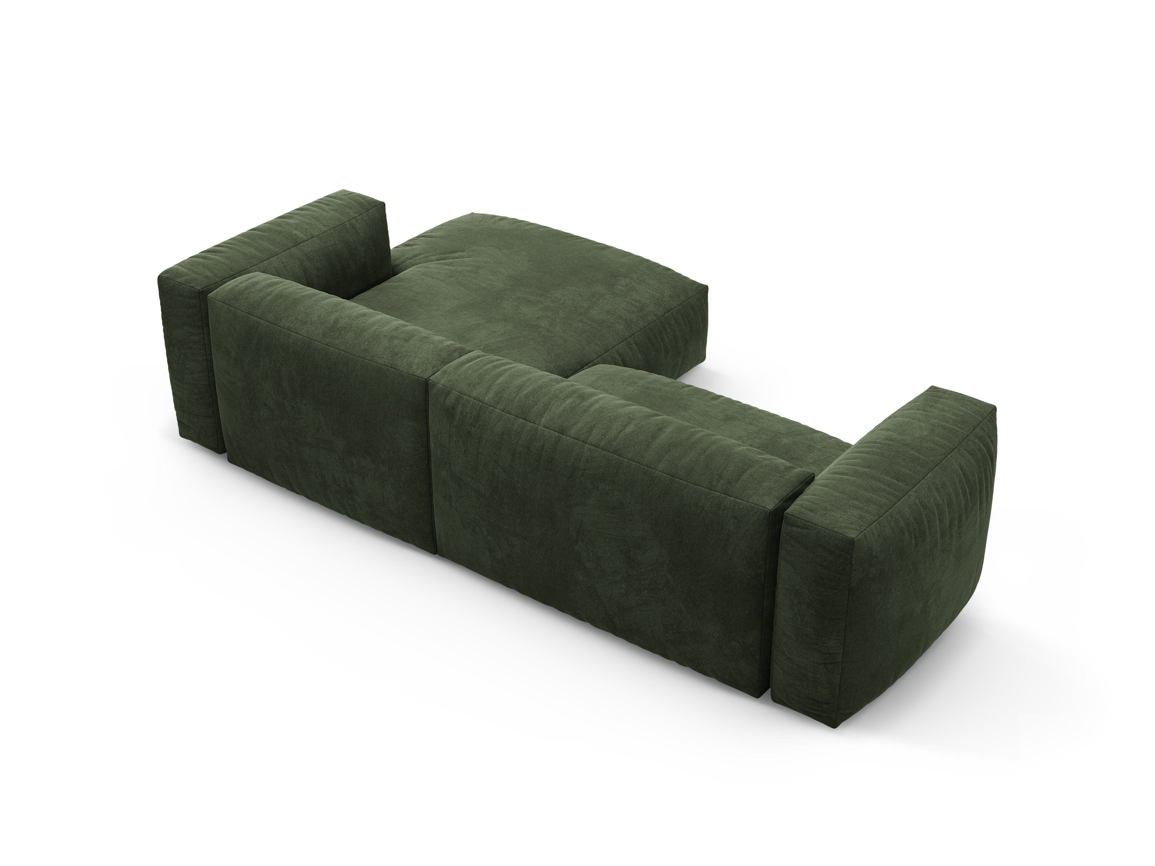 Narożnik aksamitny prawostronny z funkcją spania MARTINA zielony