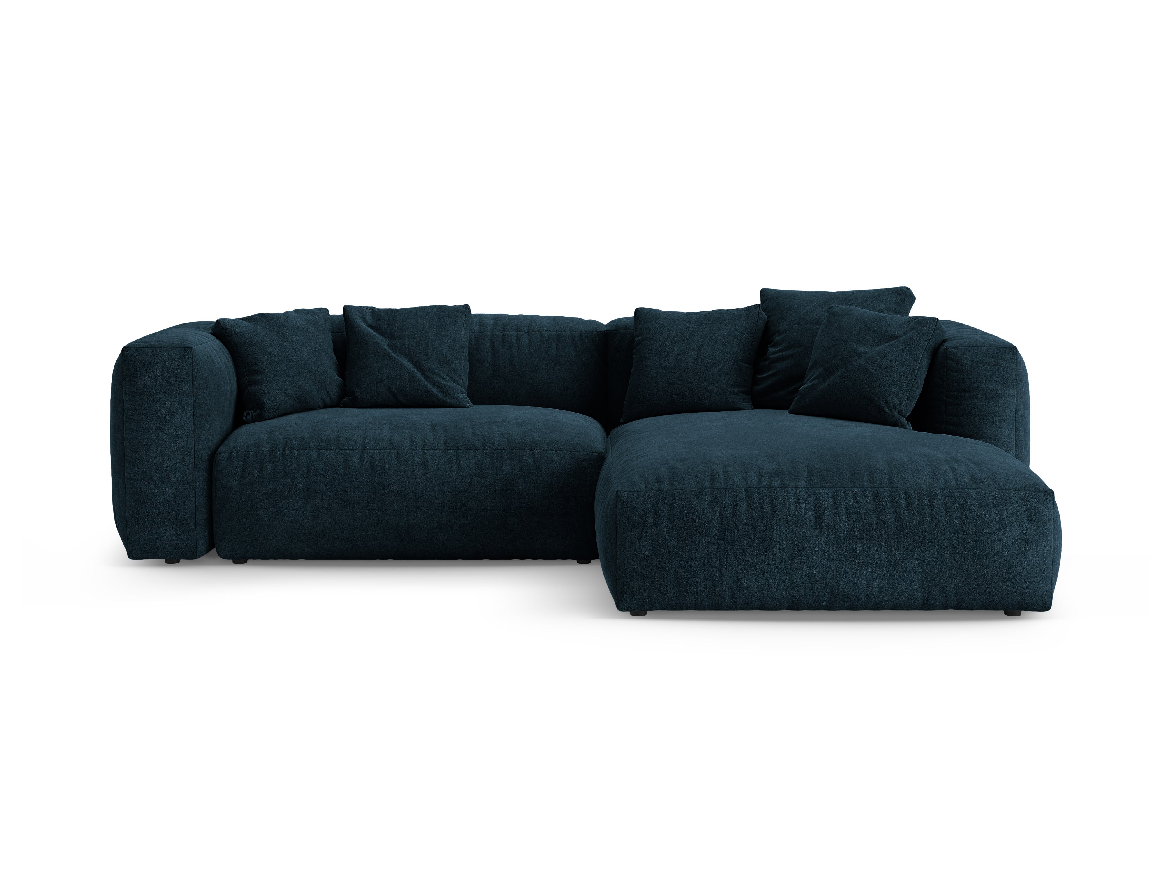 Narożnik aksamitny prawostronny z funkcją spania MARTINA głęboki petrol